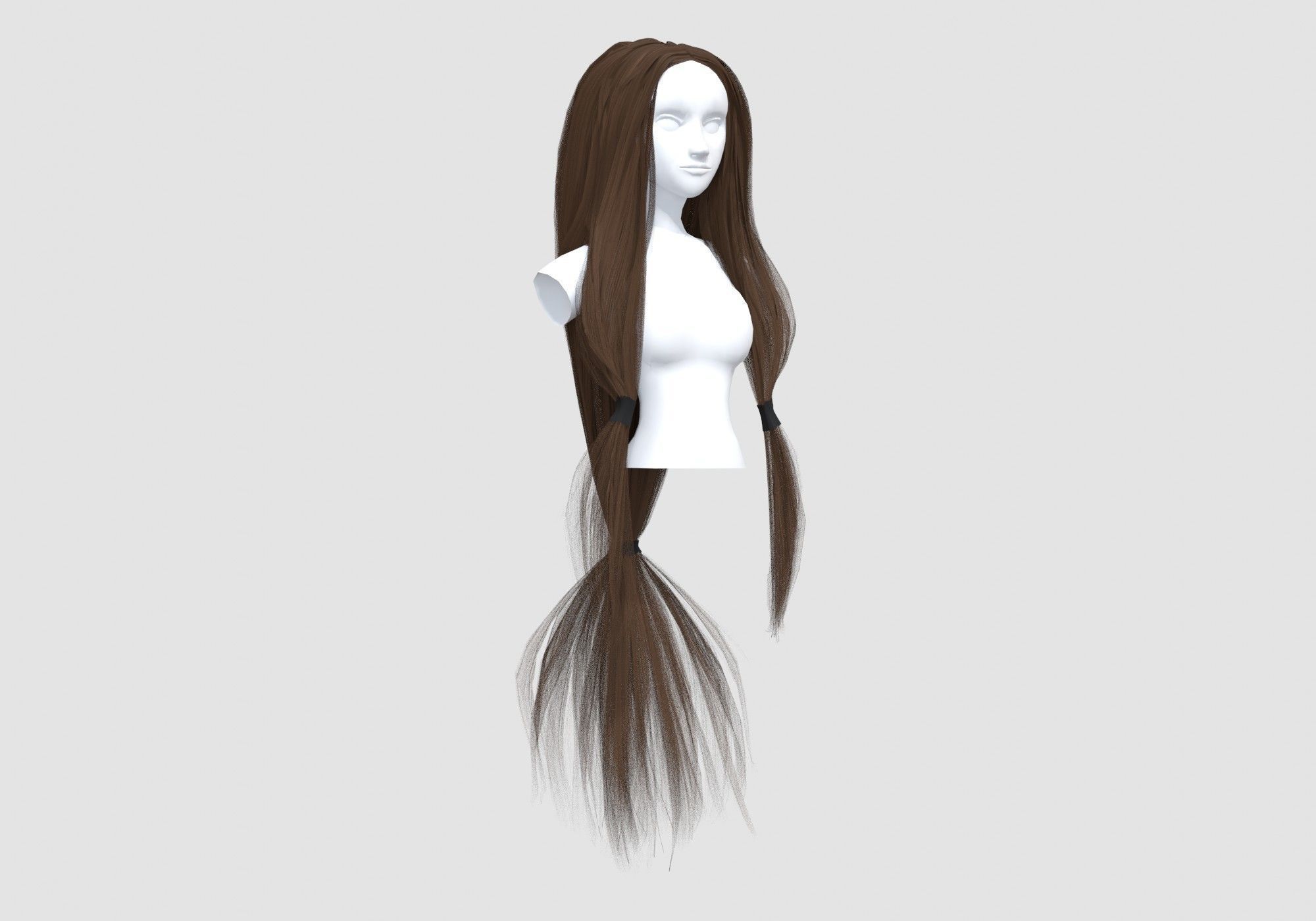 Pigtail Long Hairstyle 3D model_1