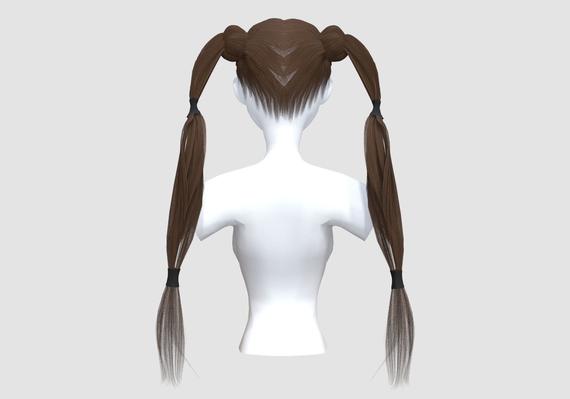 Bun Pigtails Hairstyle  3D model_4