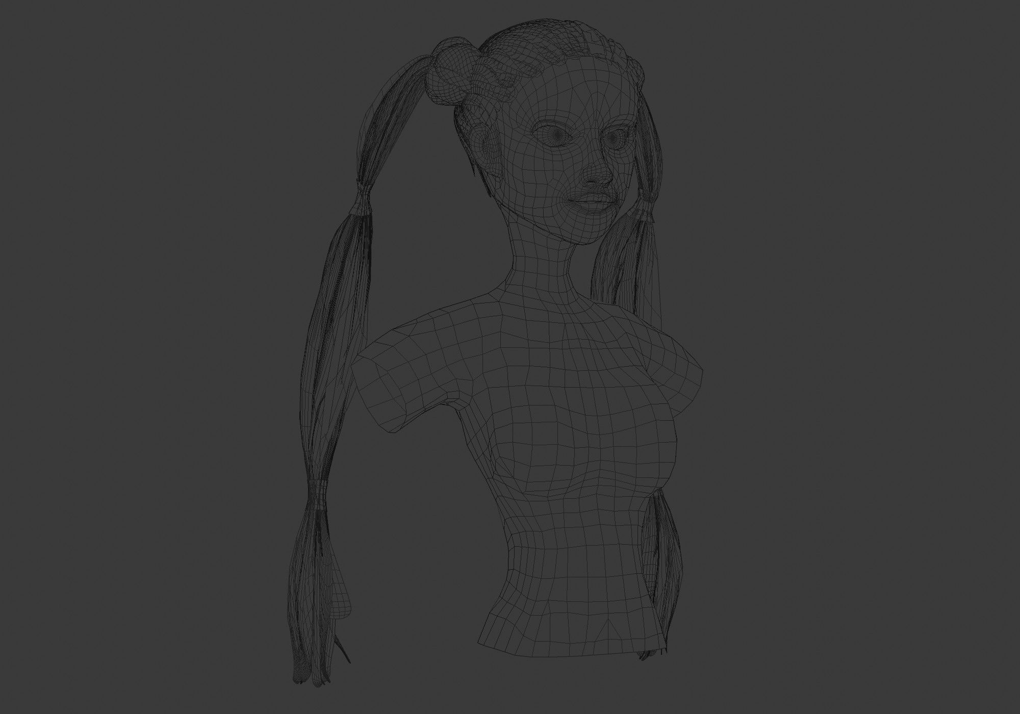 Bun Pigtails Hairstyle  3D model_6