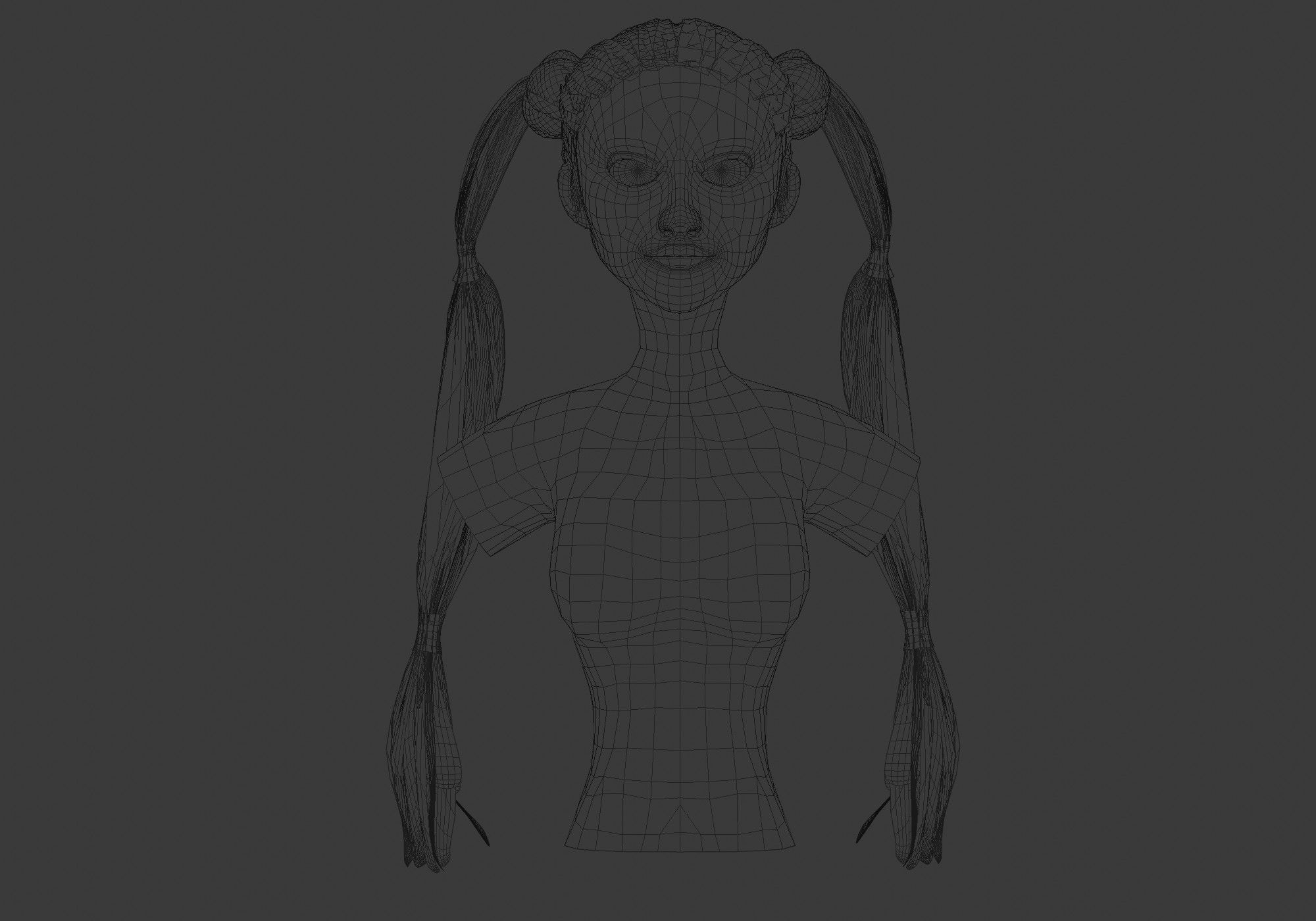 Bun Pigtails Hairstyle  3D model_5