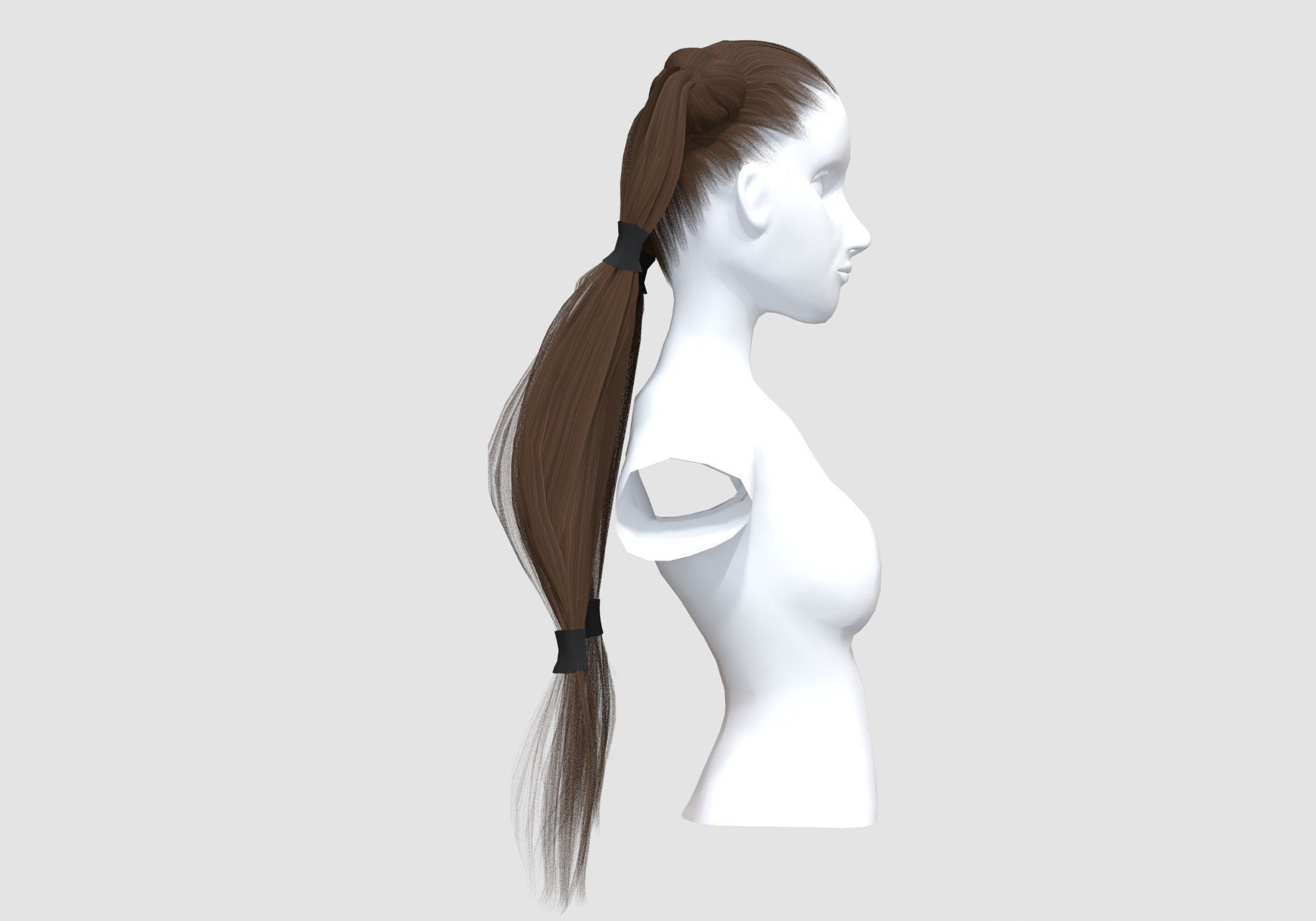 Bun Pigtails Hairstyle  3D model_2