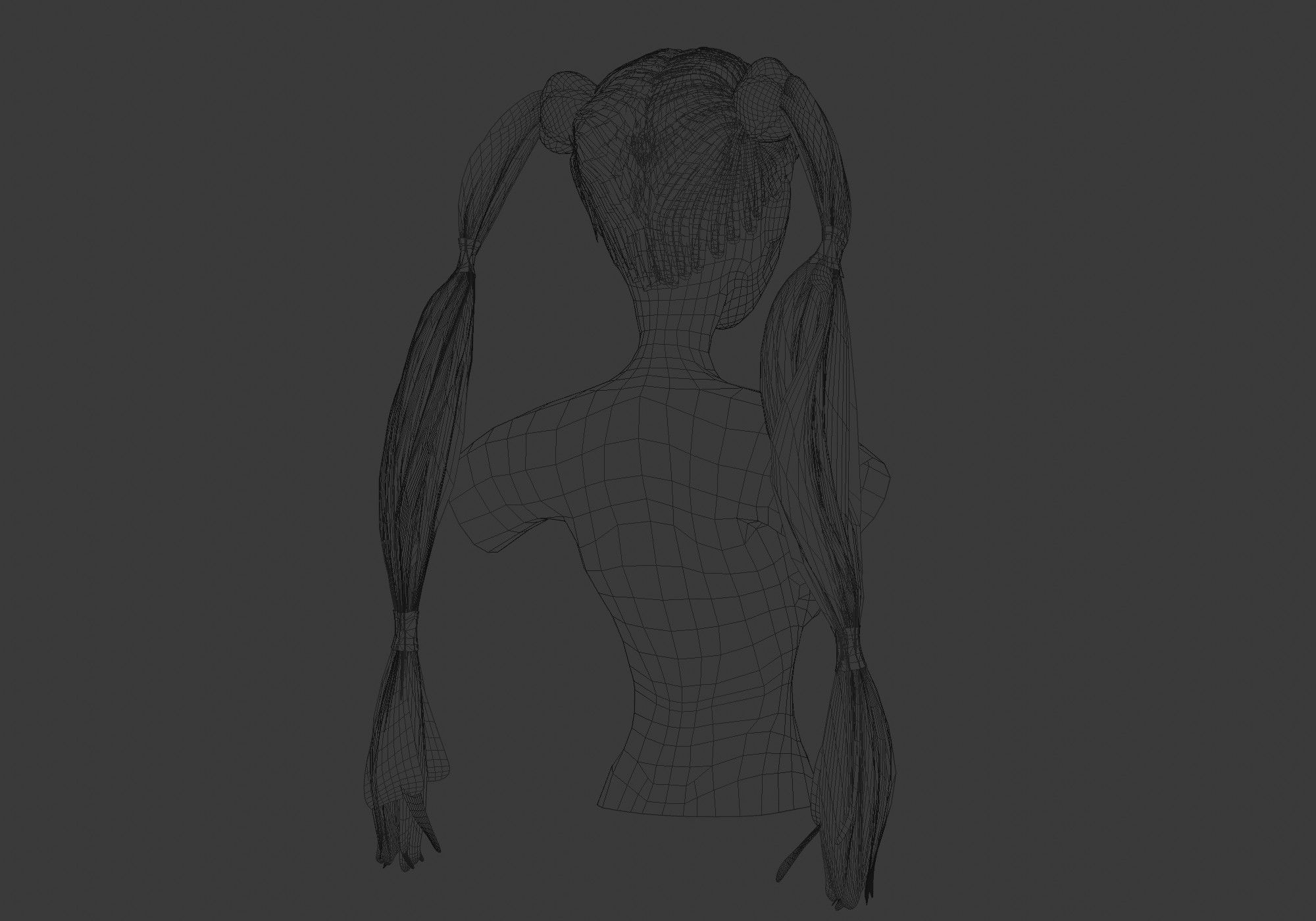 Bun Pigtails Hairstyle  3D model_8