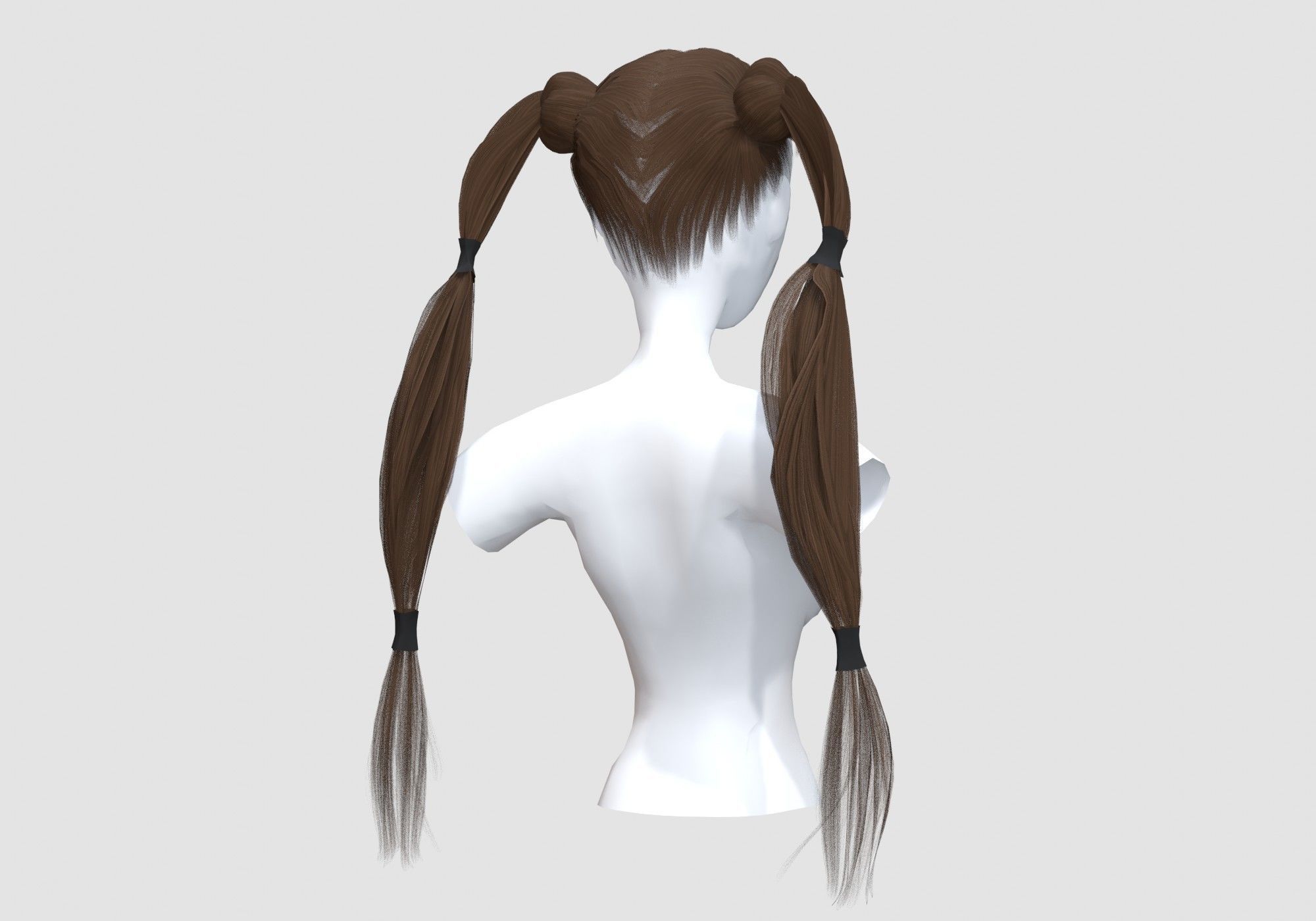 Bun Pigtails Hairstyle  3D model_3