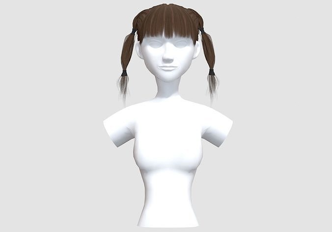 Bangs Ponytails Hairstyle  3D model