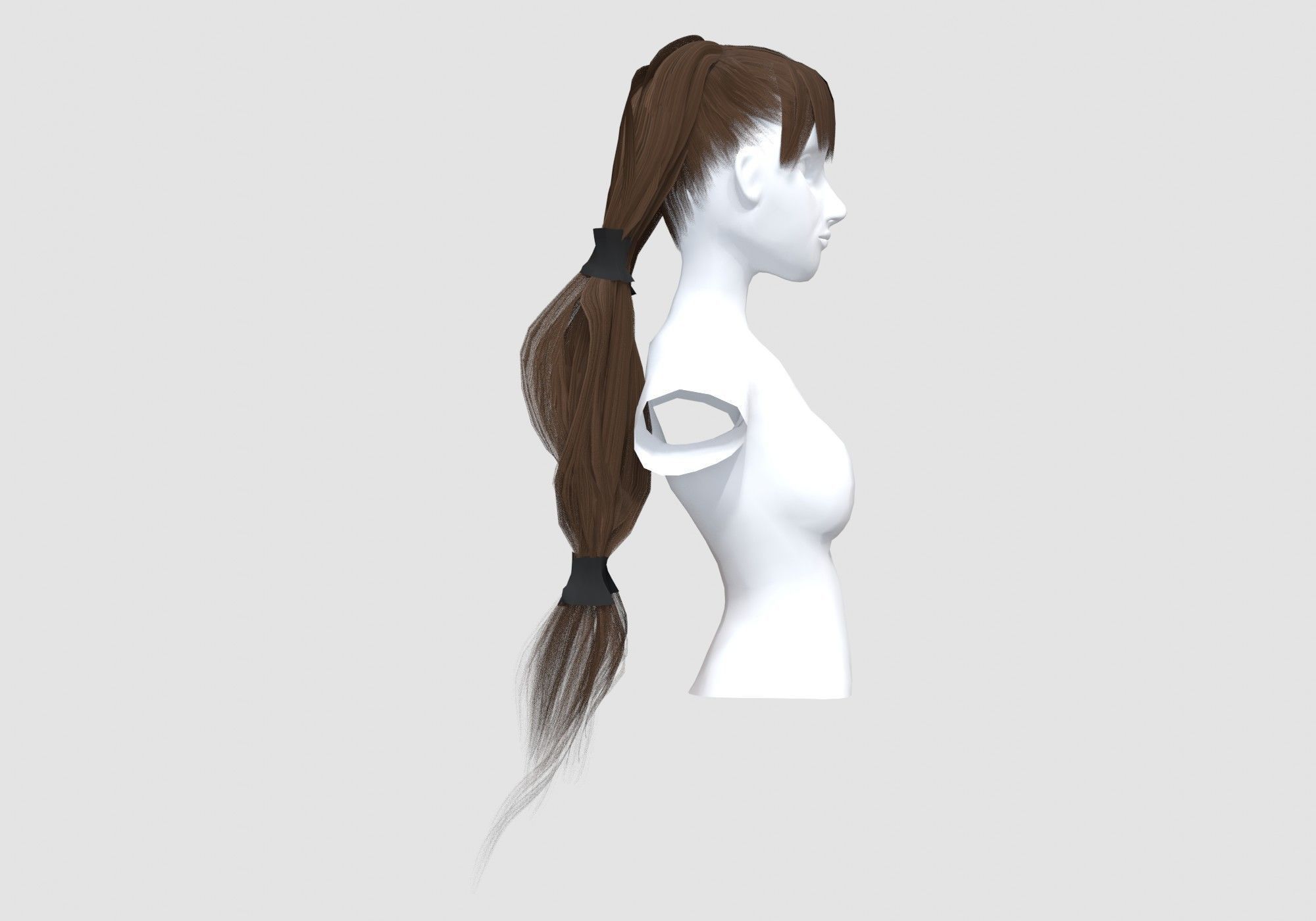 Bangs Pigtails Hairstyle 3D model_2