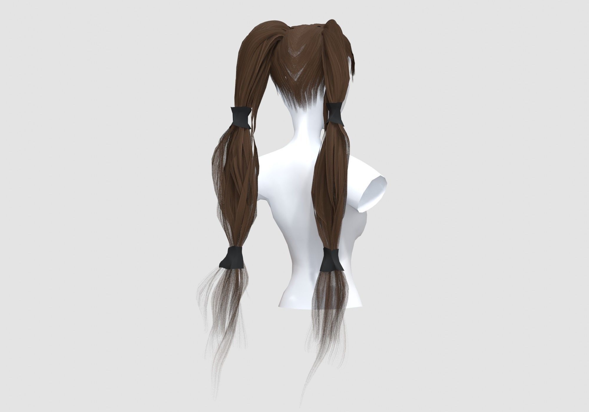 Bangs Pigtails Hairstyle 3D model_3
