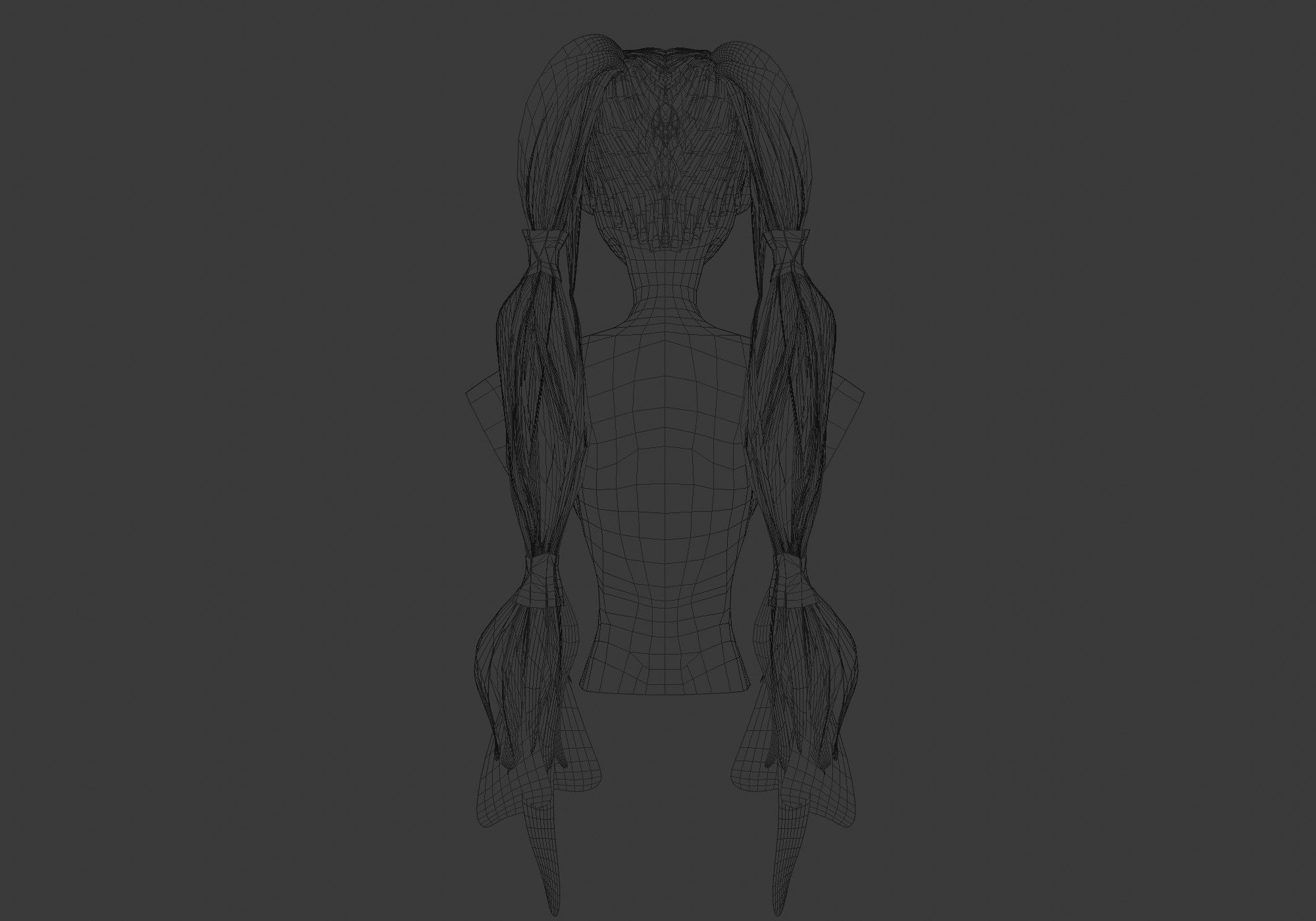 Bangs Pigtails Hairstyle 3D model_9