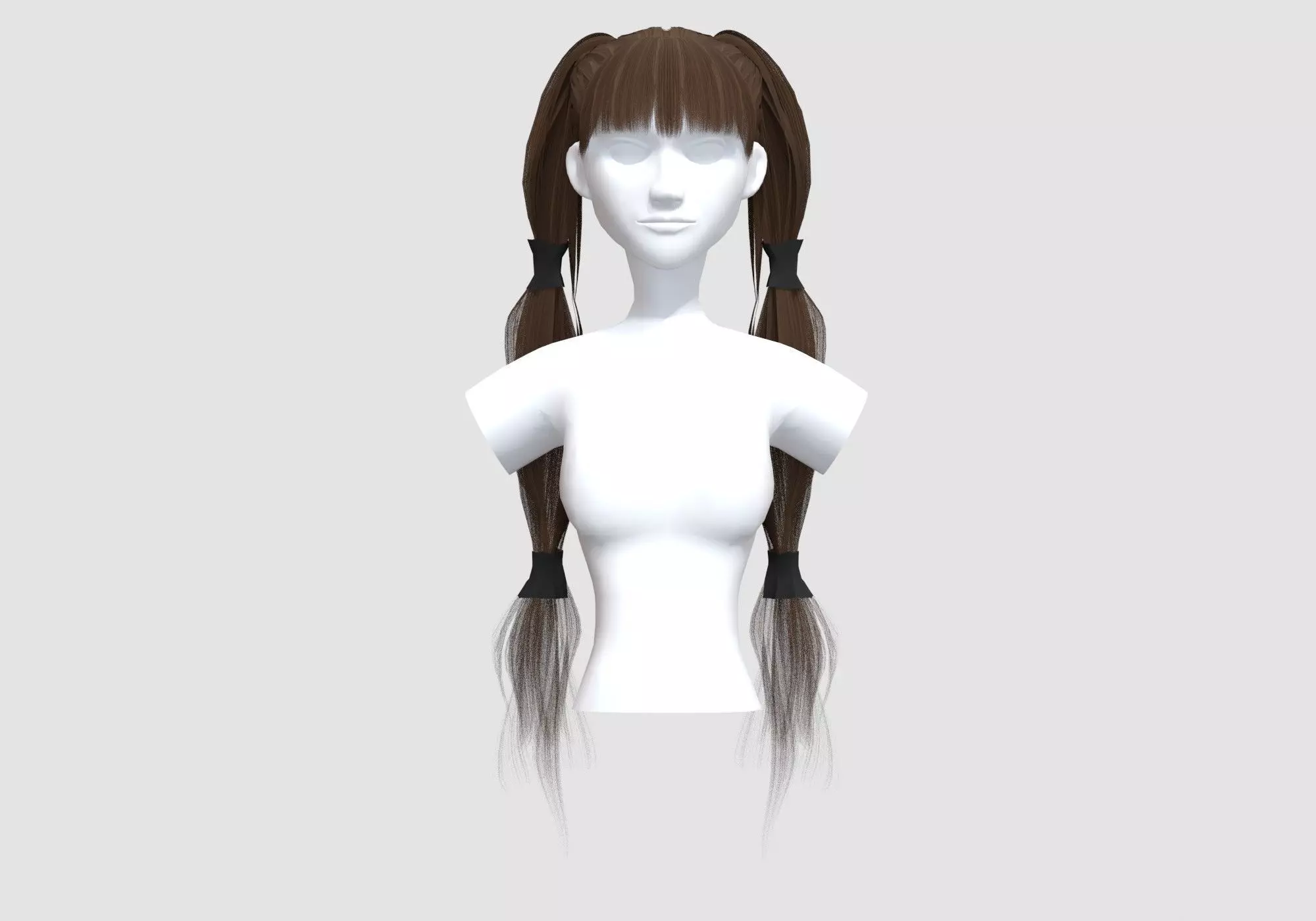 Bangs Pigtails Hairstyle 3D model_0