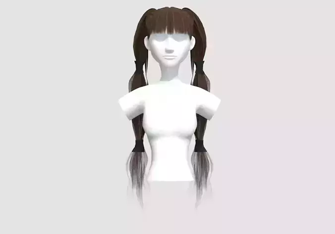 Bangs Pigtails Hairstyle  3D model