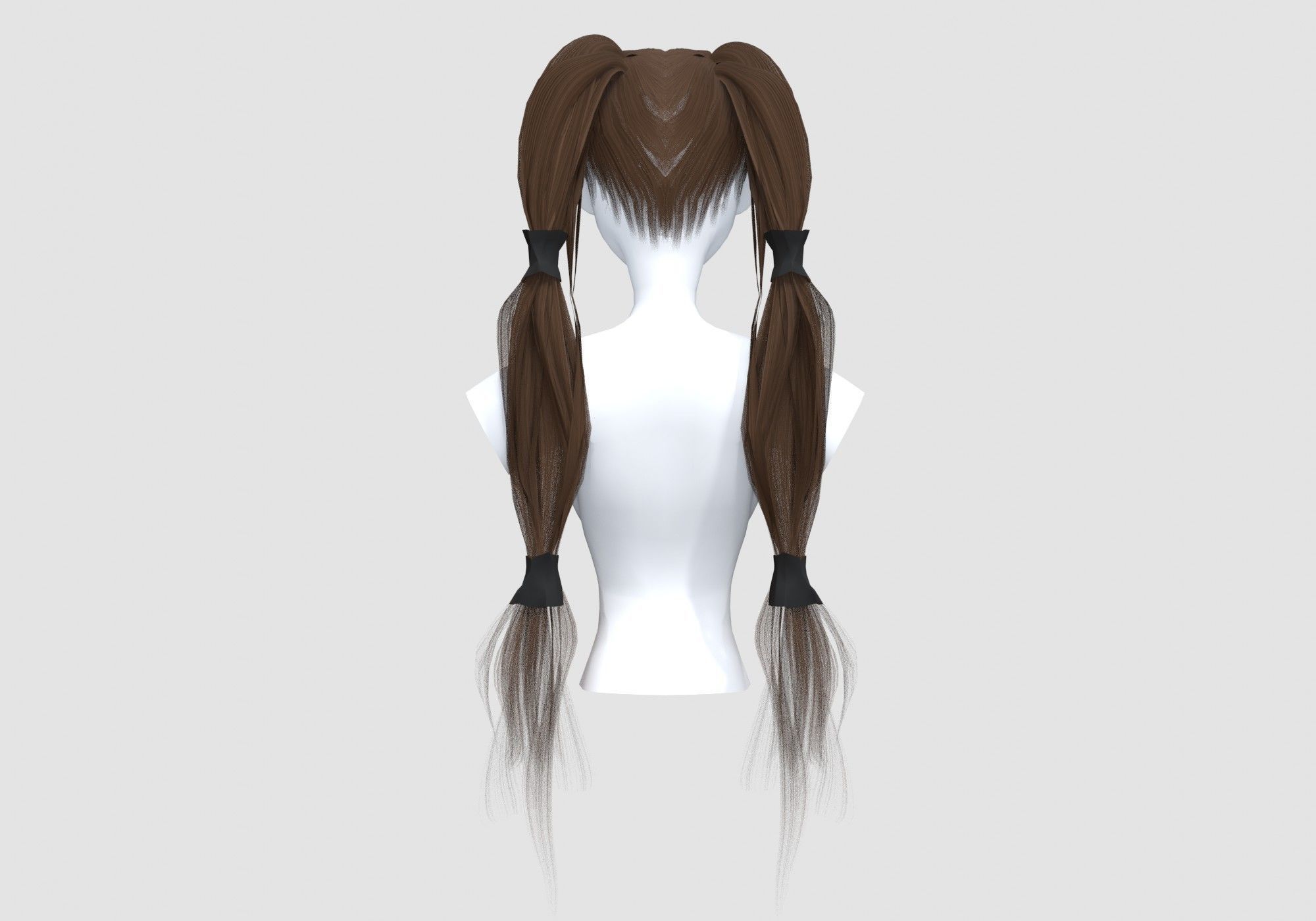 Bangs Pigtails Hairstyle 3D model_4