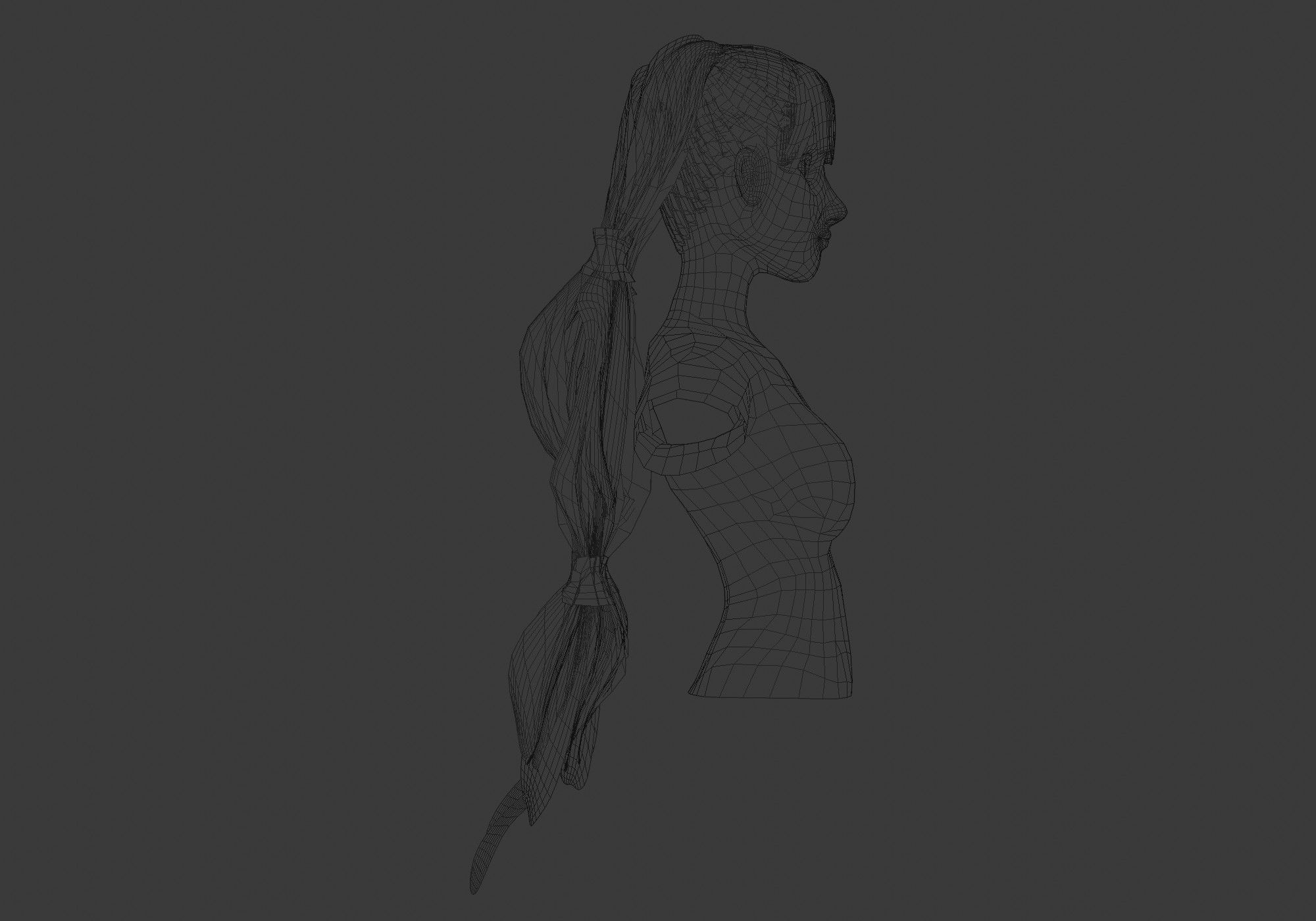 Bangs Pigtails Hairstyle 3D model_7