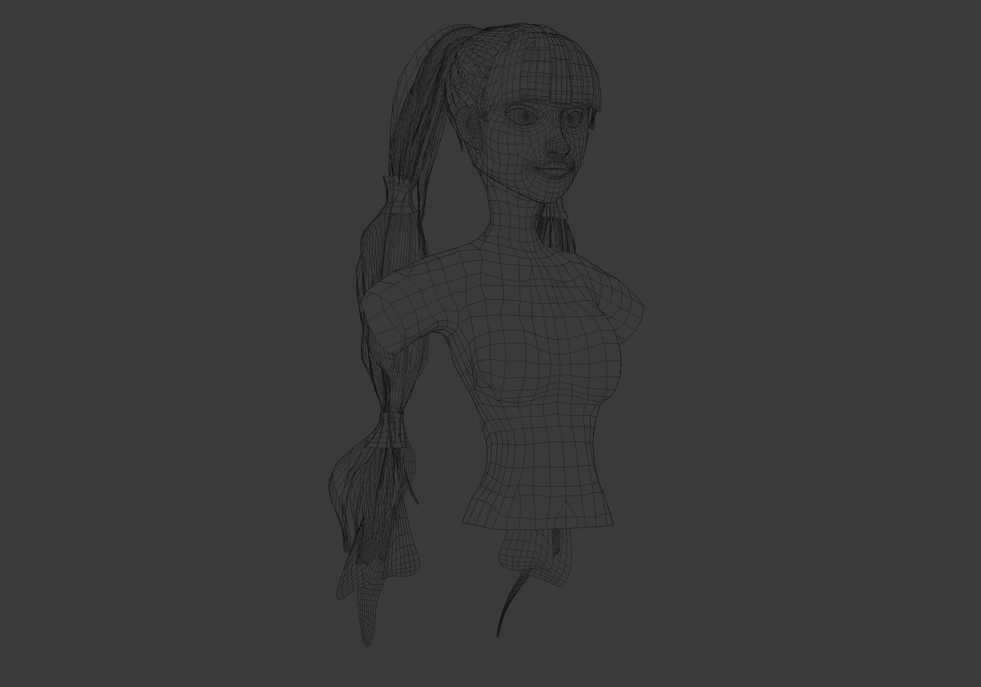 Bangs Pigtails Hairstyle 3D model_6