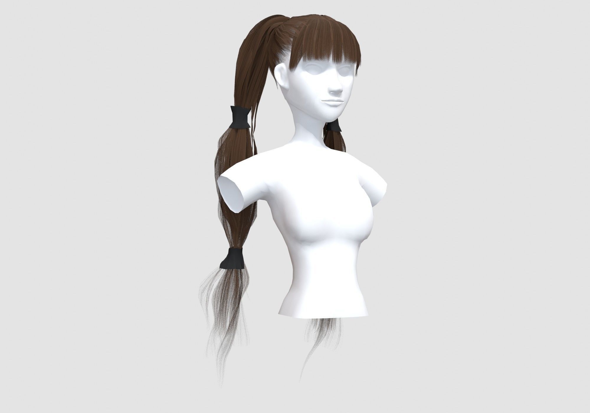 Bangs Pigtails Hairstyle 3D model_1