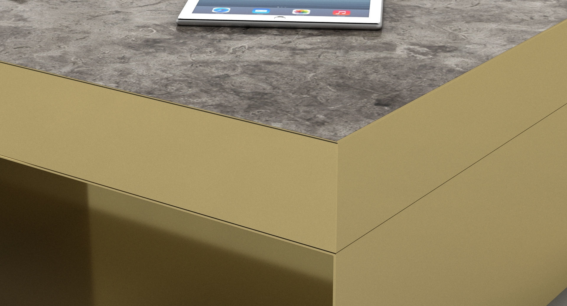 Gold and Marble Rectangular Table 3D model_7