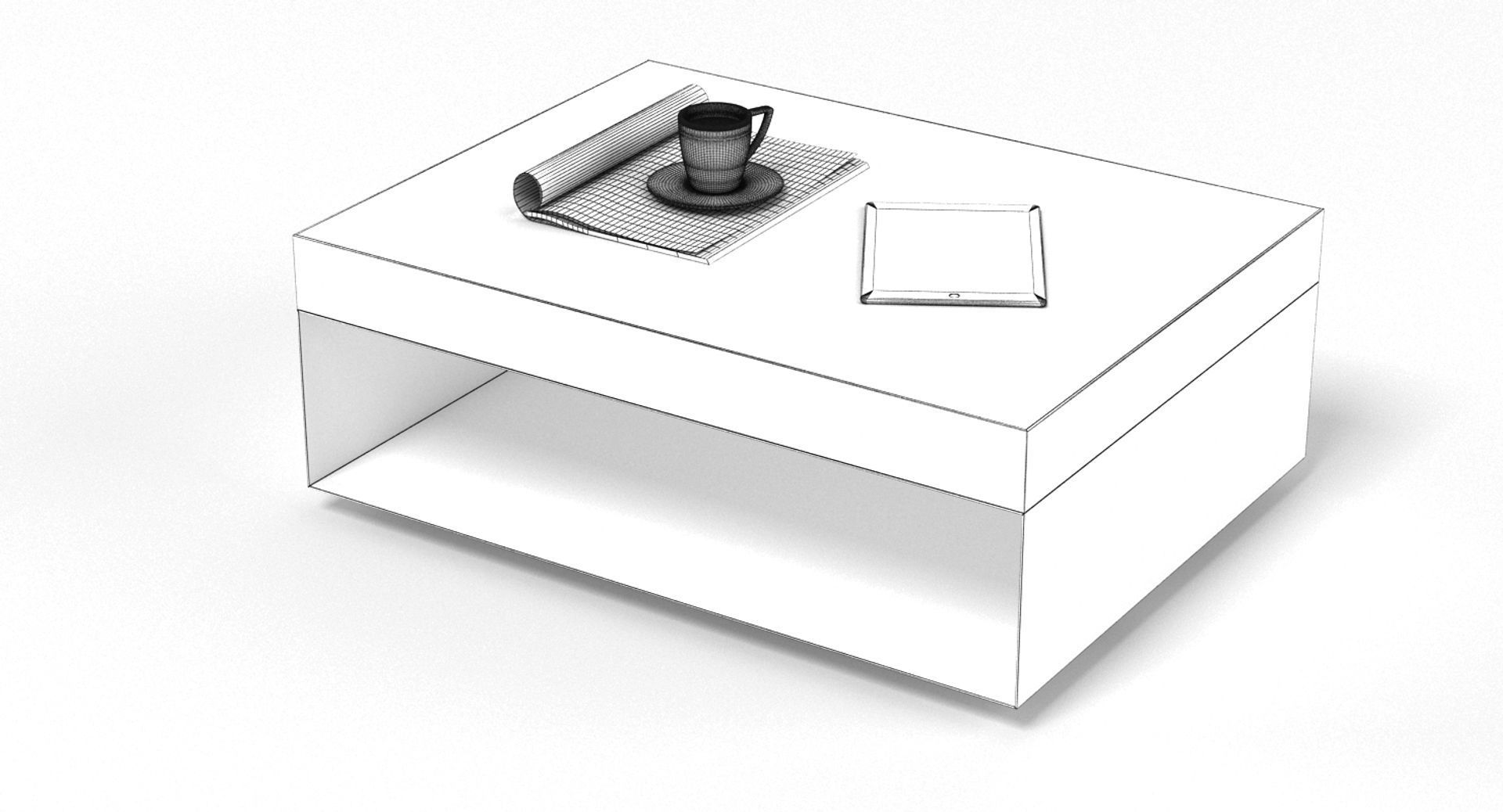 Gold and Marble Rectangular Table 3D model_1