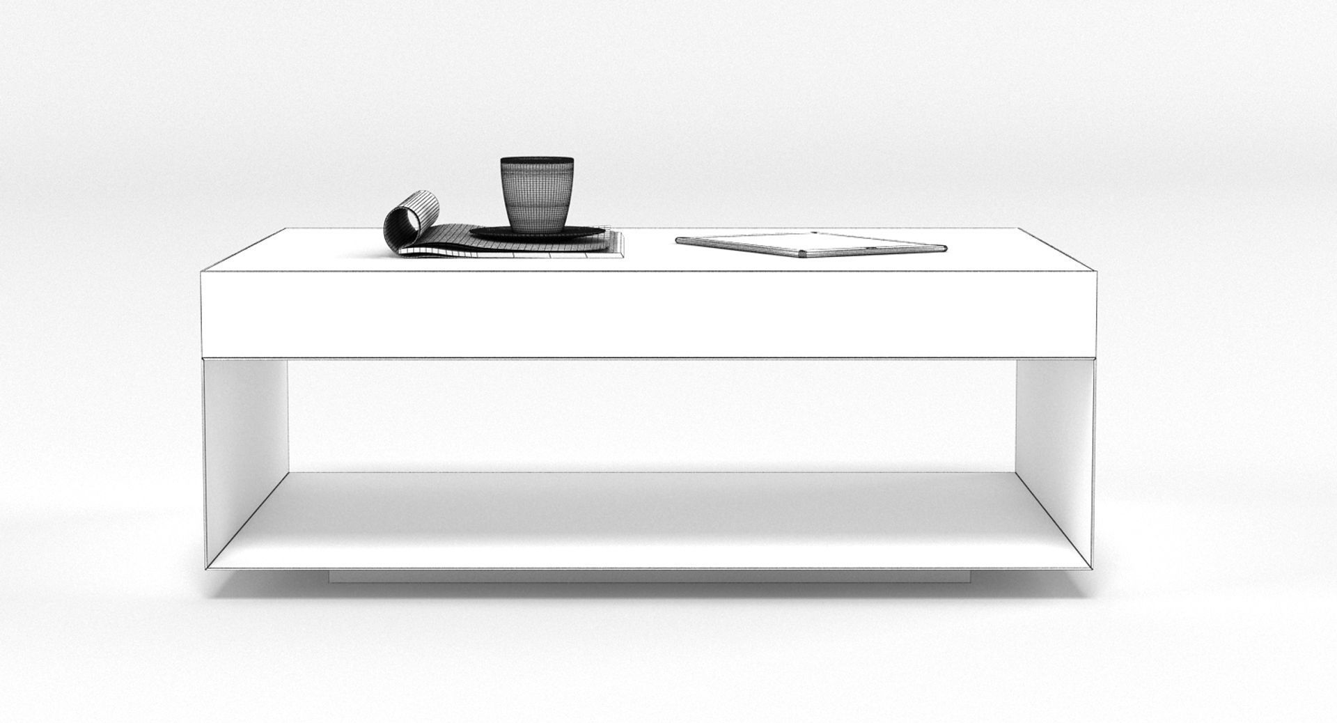 Gold and Marble Rectangular Table 3D model_3