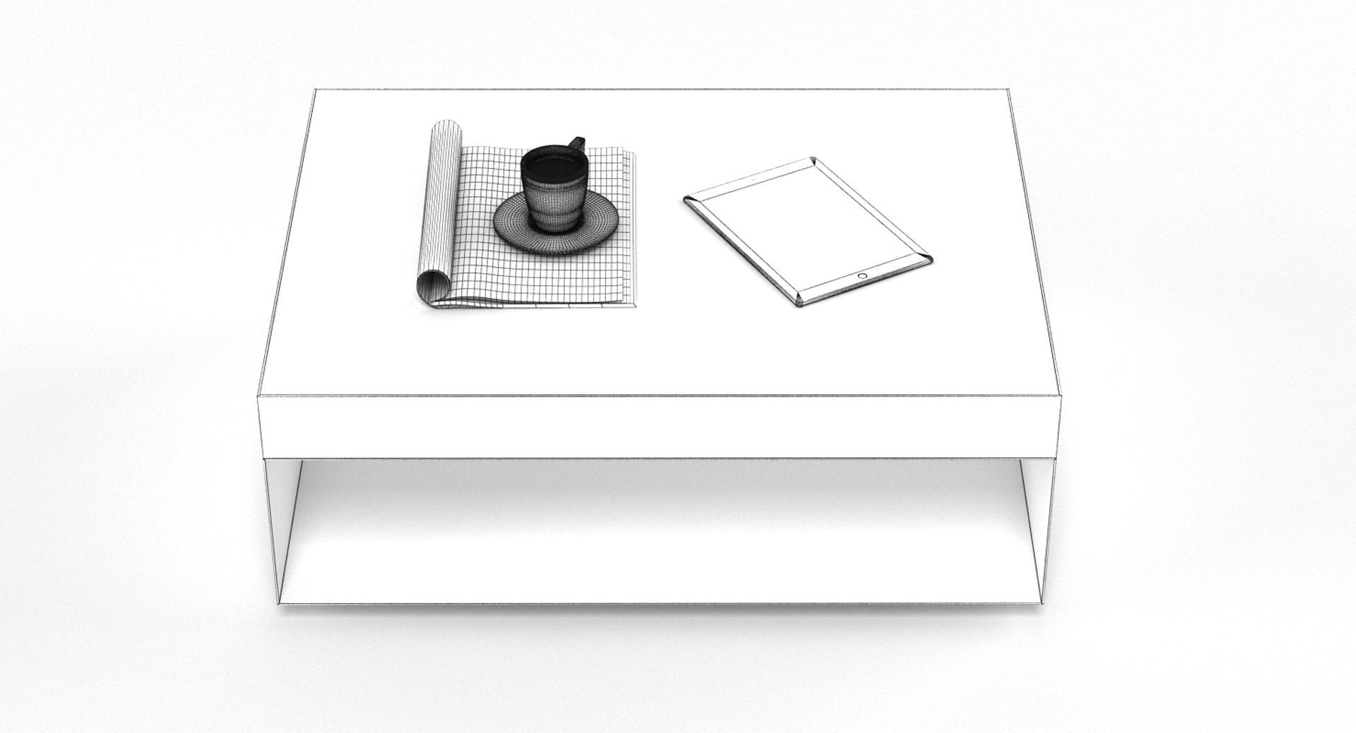 Gold and Marble Rectangular Table 3D model_5