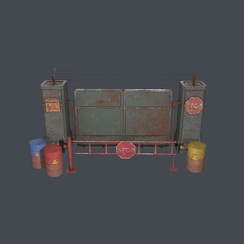 Concrete Gate Barricade Barrel  3D Model Collection