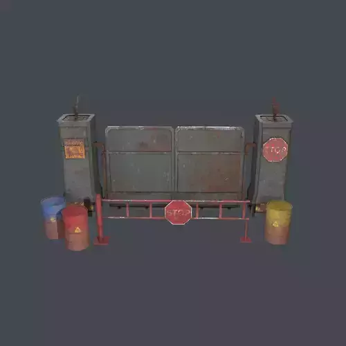 Concrete Gate Barricade Barrel  3D Model Collection