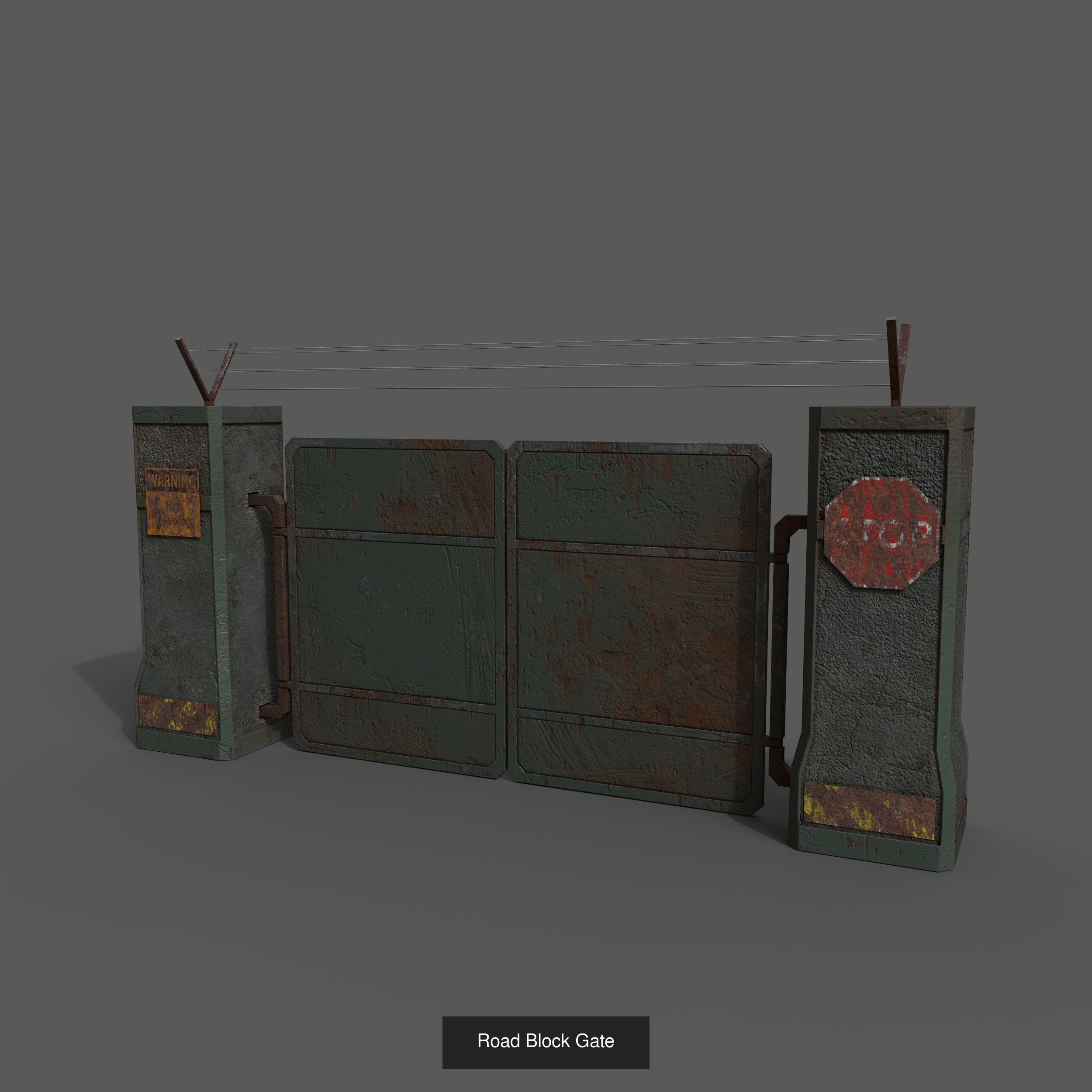 Concrete Gate Barricade Barrel  3D Model Collection_7