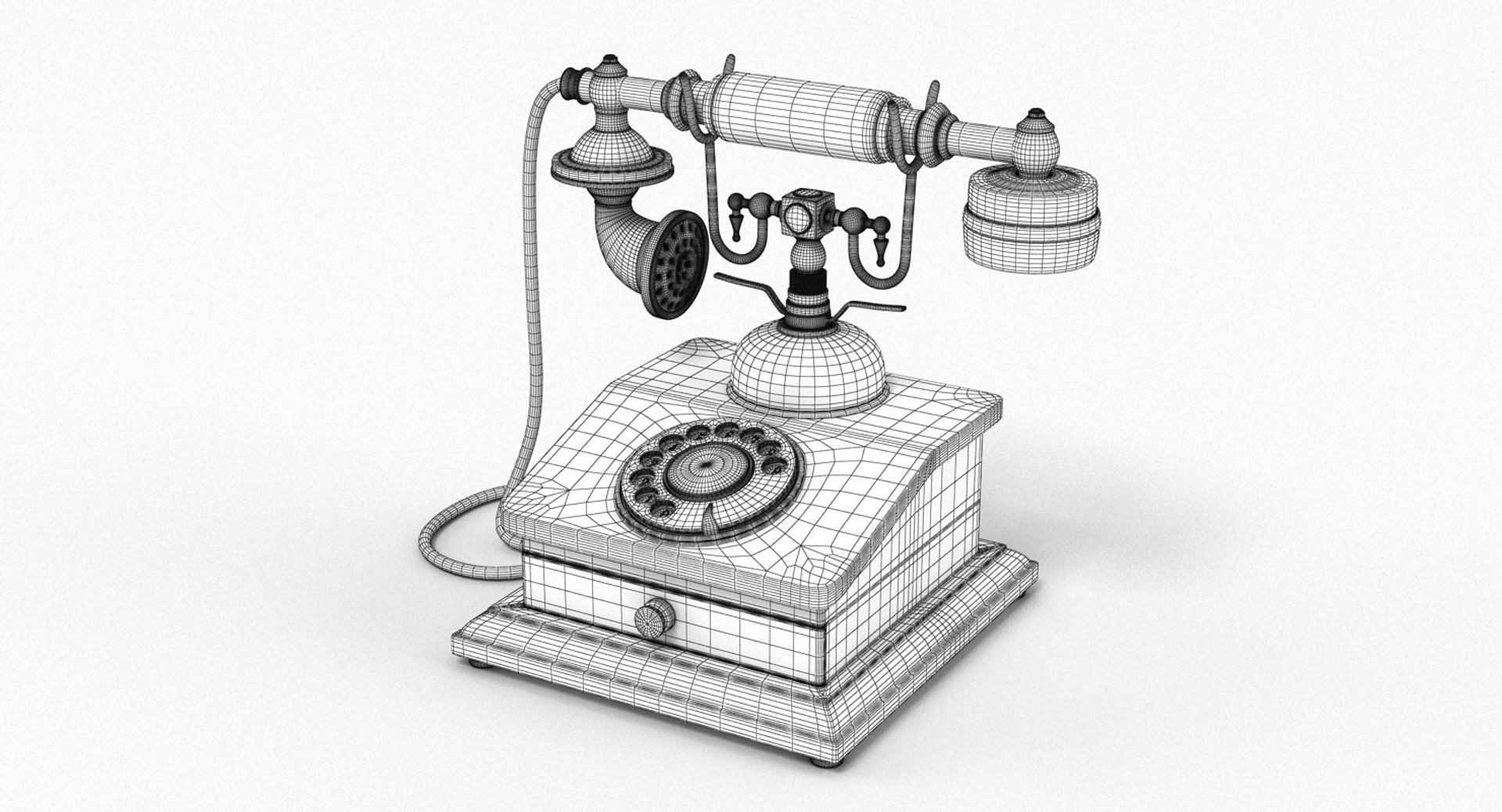 1900s Classic Rotary Telephone 01 3D model_4