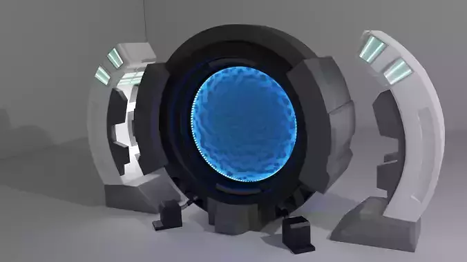 Portal futuristic device with lights Low-poly 3D model