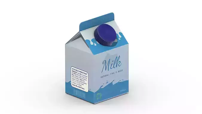  Supermarket Milk Carton 01 Low Poly PBR Realistic