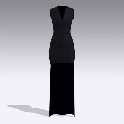 DRESS FABRIC MATTE BLACK COLOR V NECKLINE 