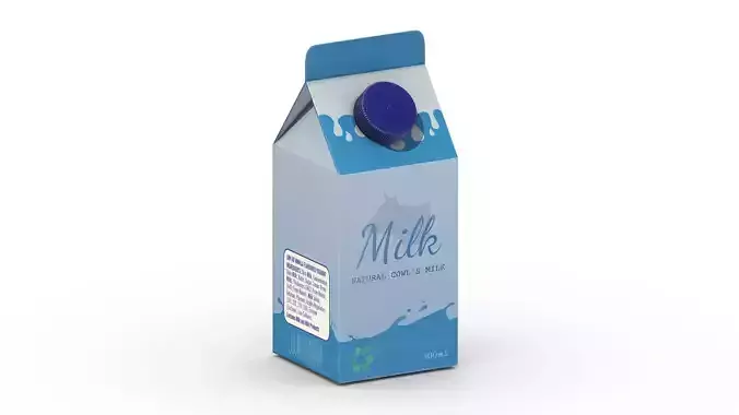 Supermarket Milk Carton 02 Low Poly PBR Realistic