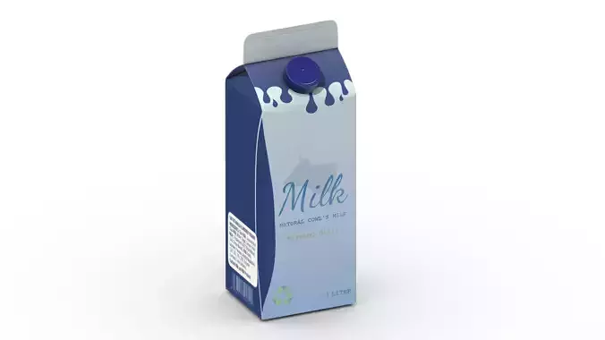 Supermarket Milk Carton 03 Low Poly PBR Realistic