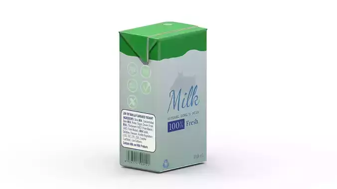 Supermarket Milk Carton 04 Low Poly PBR Realistic