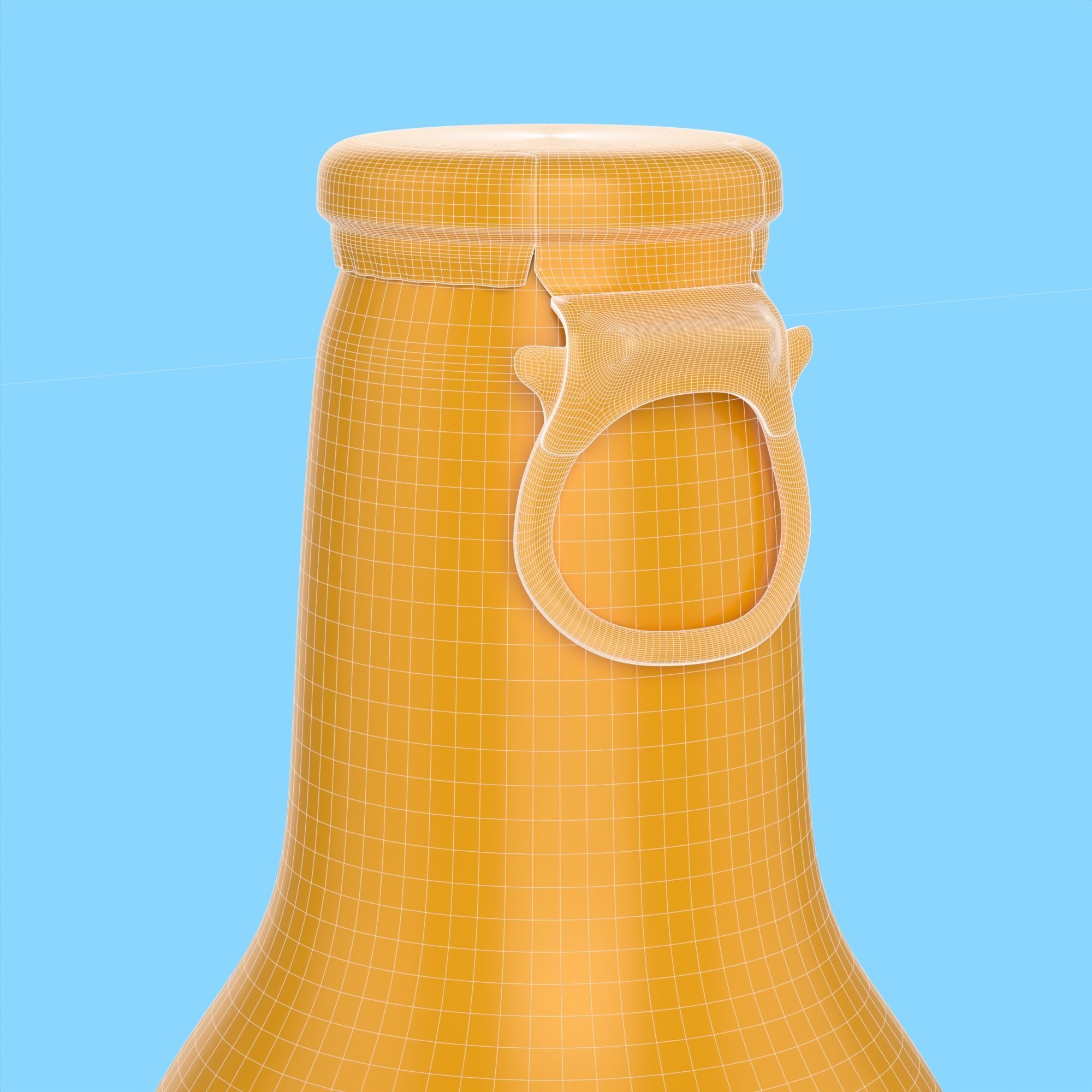 Beer Aluminum Bottle - Push Pull Cap Low-poly 3D model_32