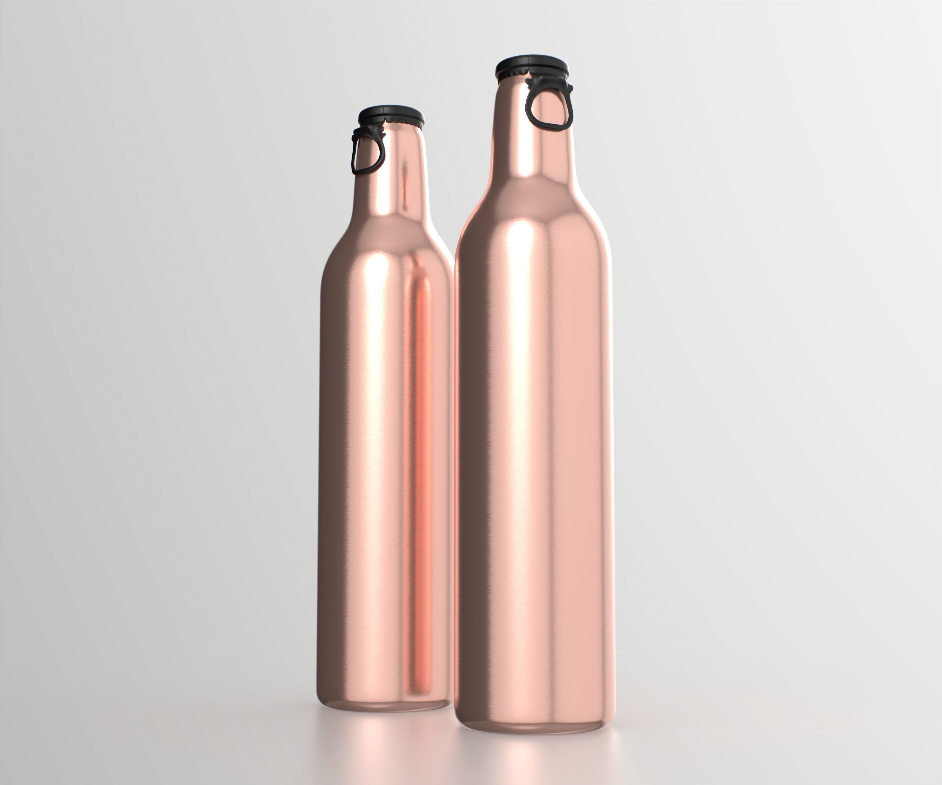 Beer Aluminum Bottle - Push Pull Cap Low-poly 3D model_16