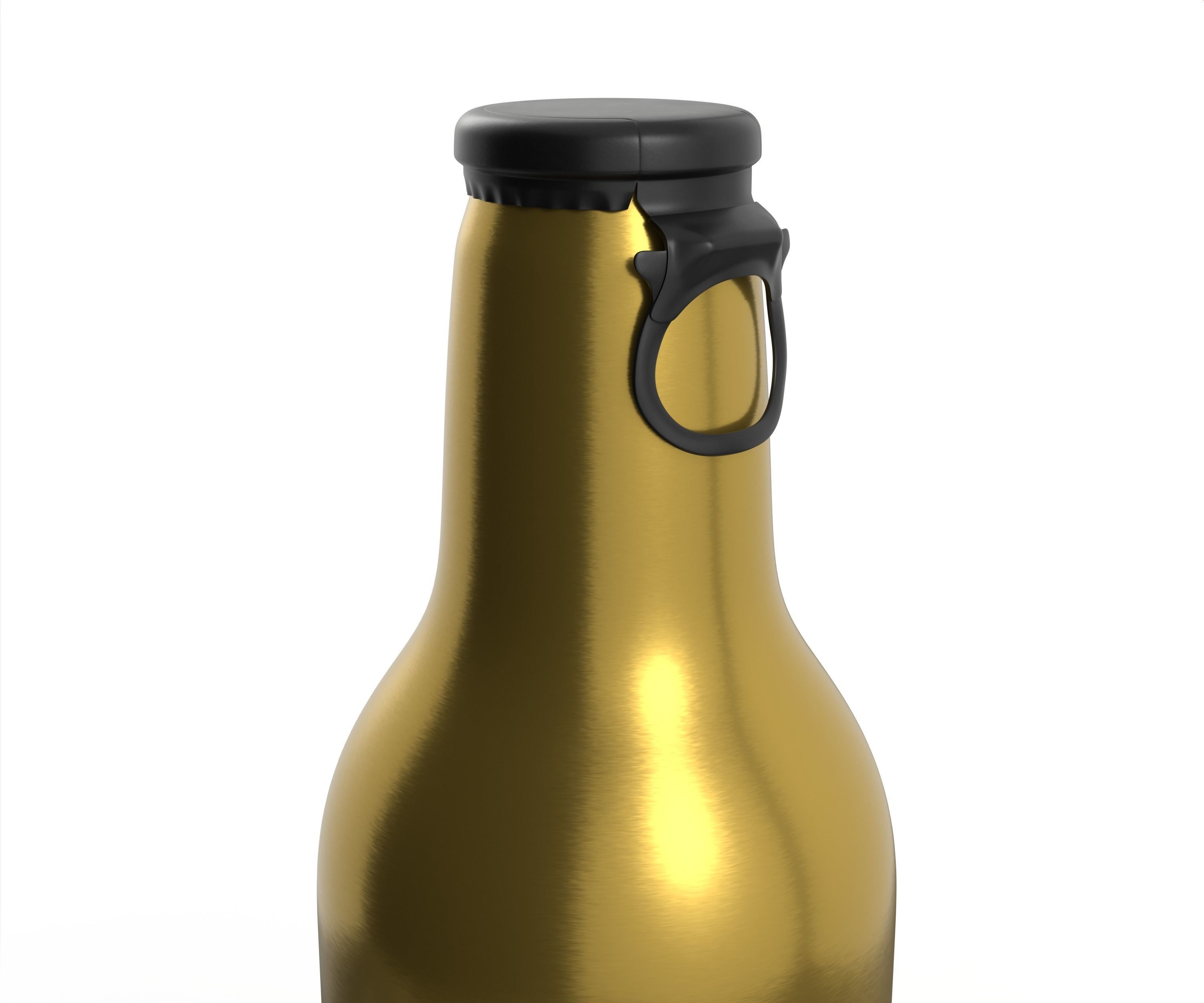 Beer Aluminum Bottle - Push Pull Cap Low-poly 3D model_24