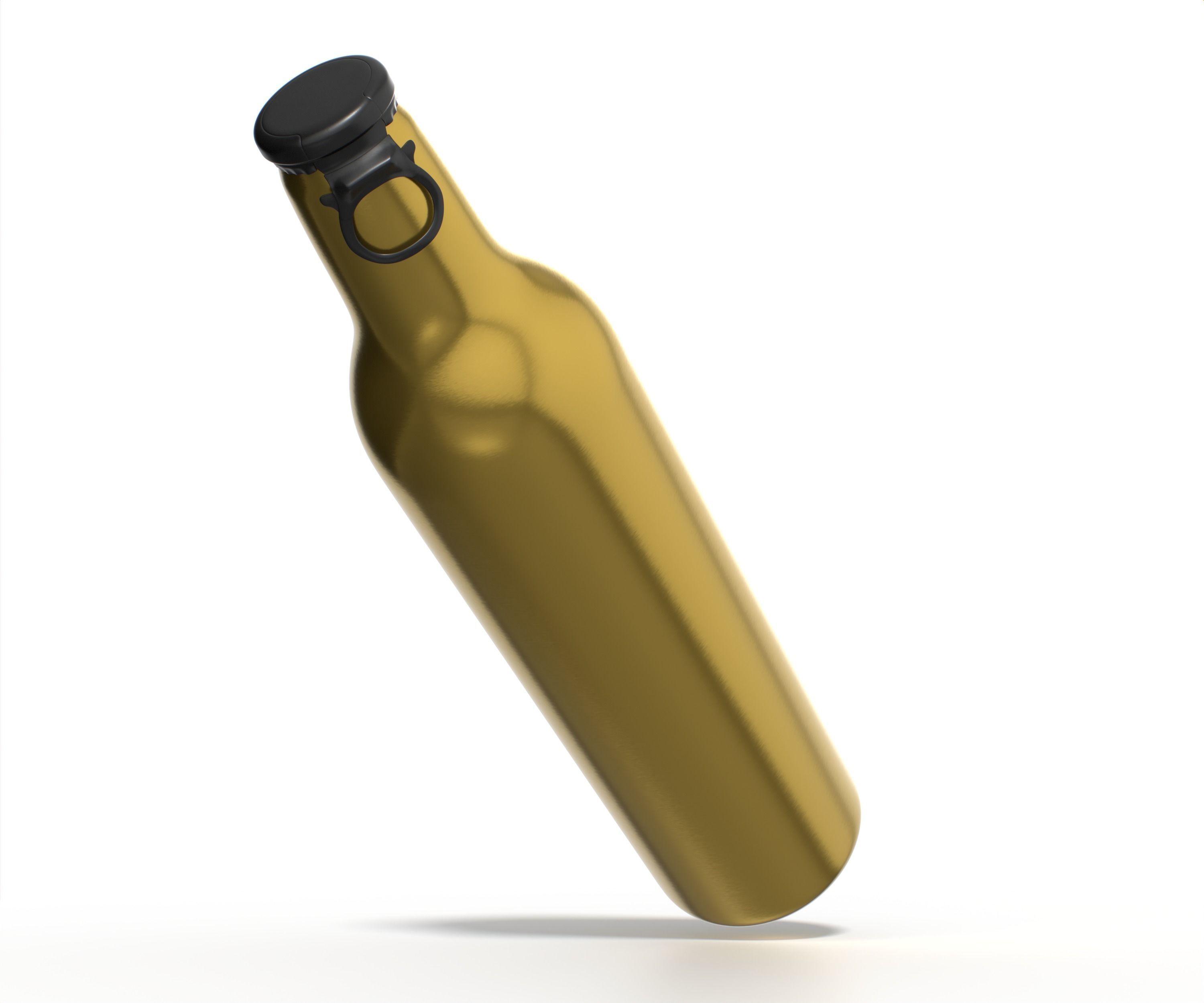 Beer Aluminum Bottle - Push Pull Cap Low-poly 3D model_25