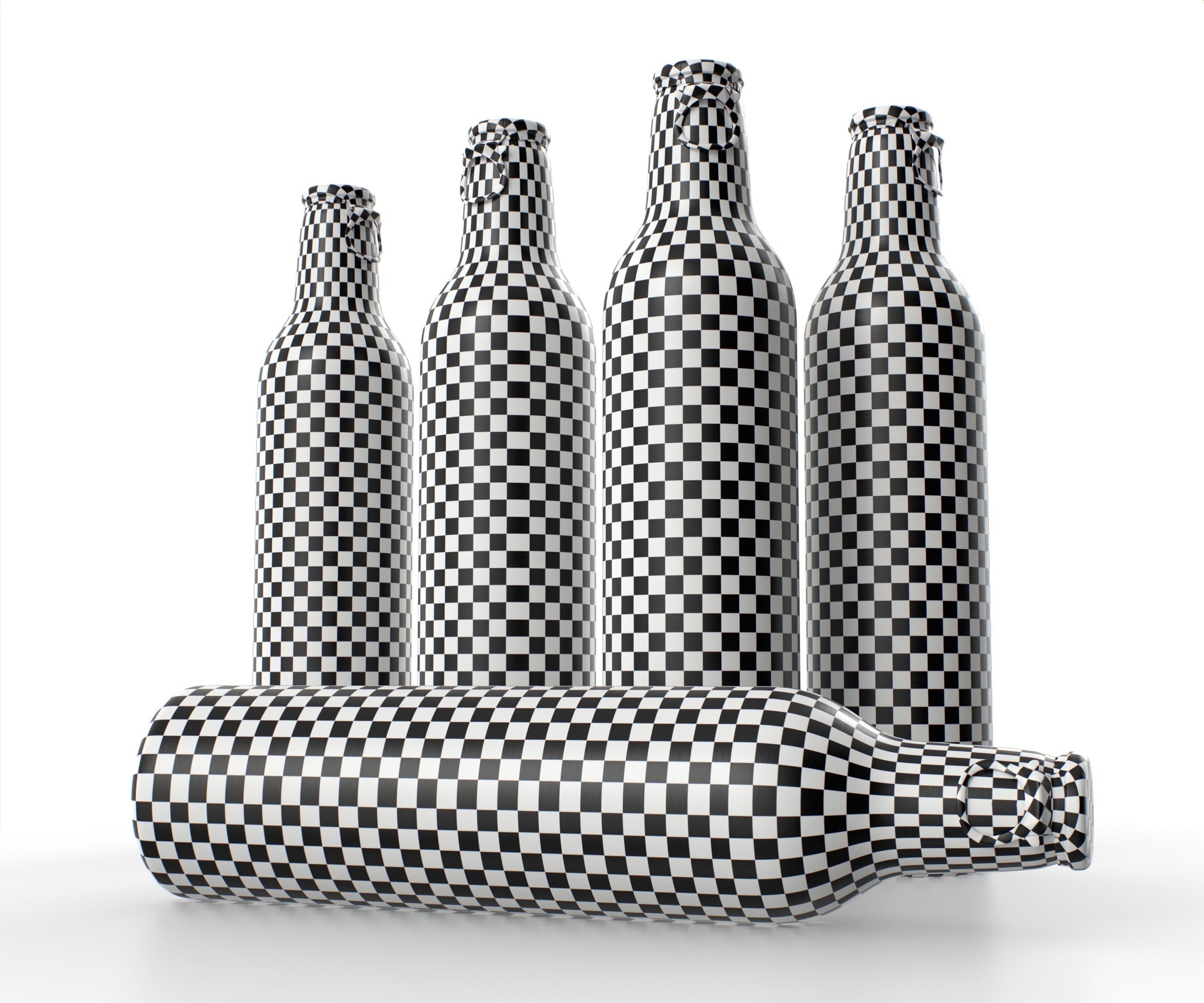 Beer Aluminum Bottle - Push Pull Cap Low-poly 3D model_27