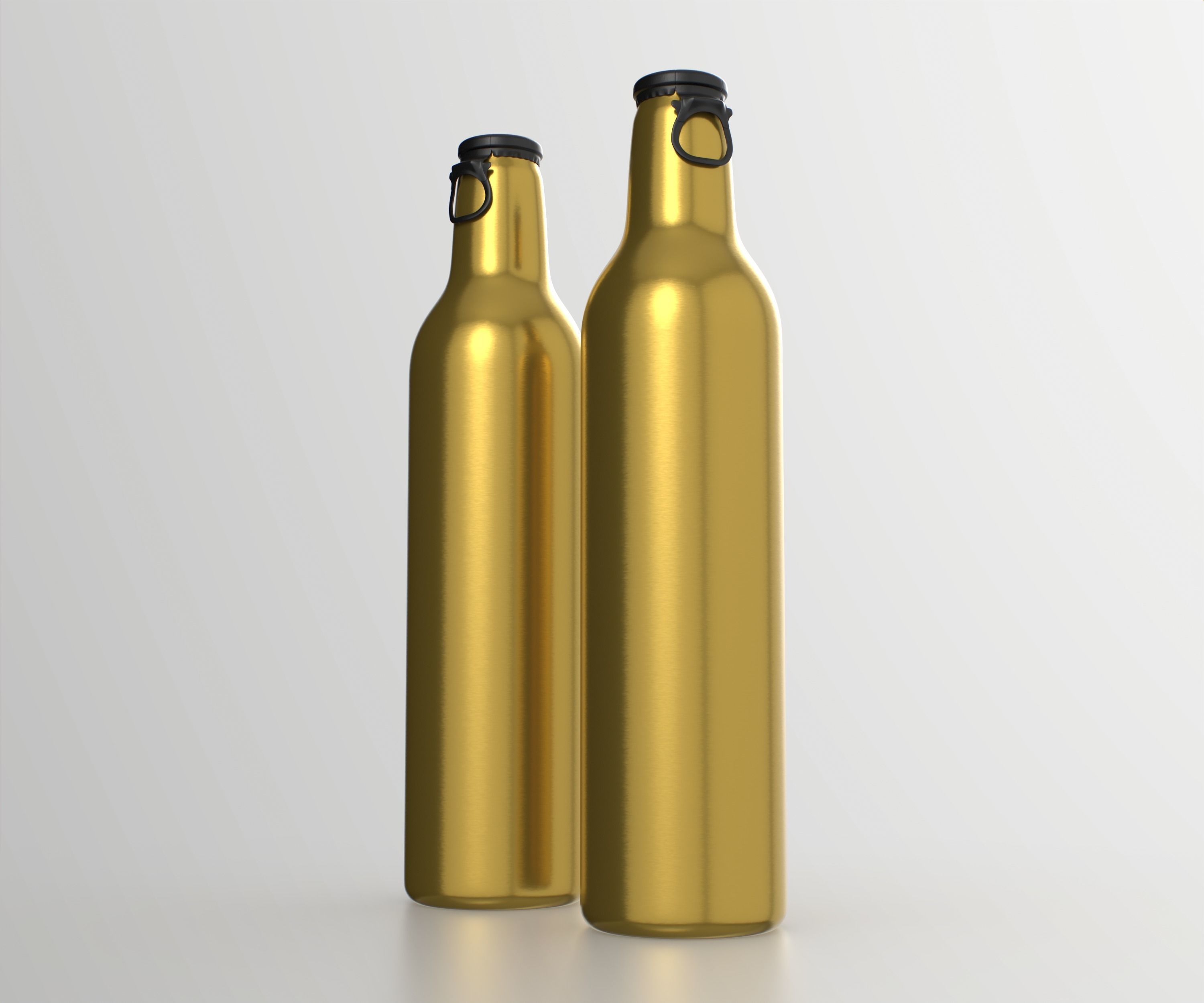Beer Aluminum Bottle - Push Pull Cap Low-poly 3D model_21