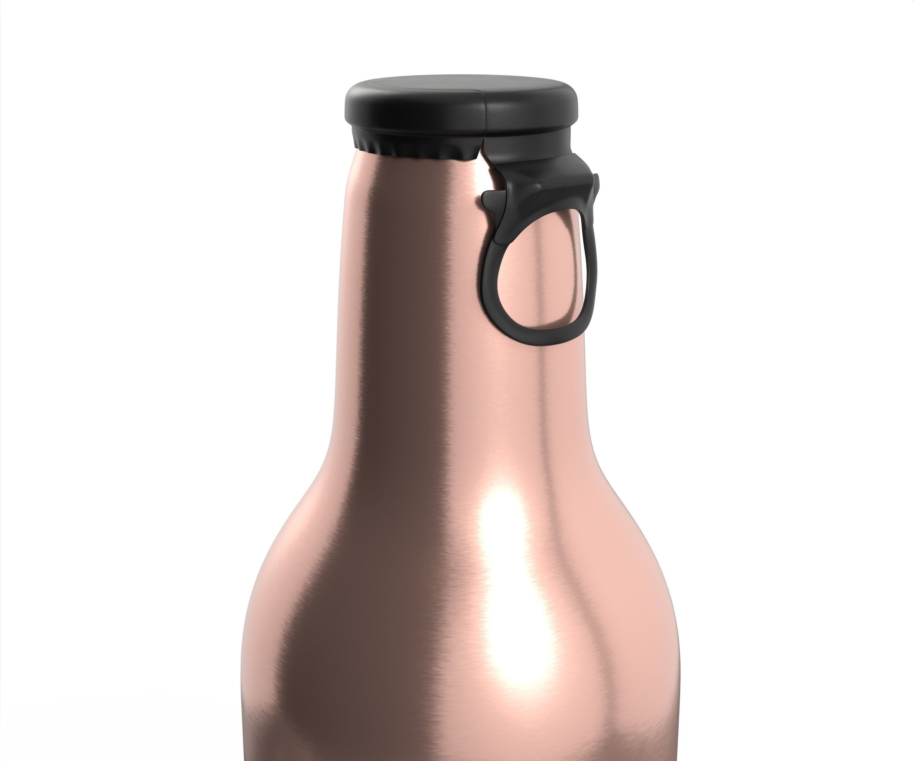 Beer Aluminum Bottle - Push Pull Cap Low-poly 3D model_19