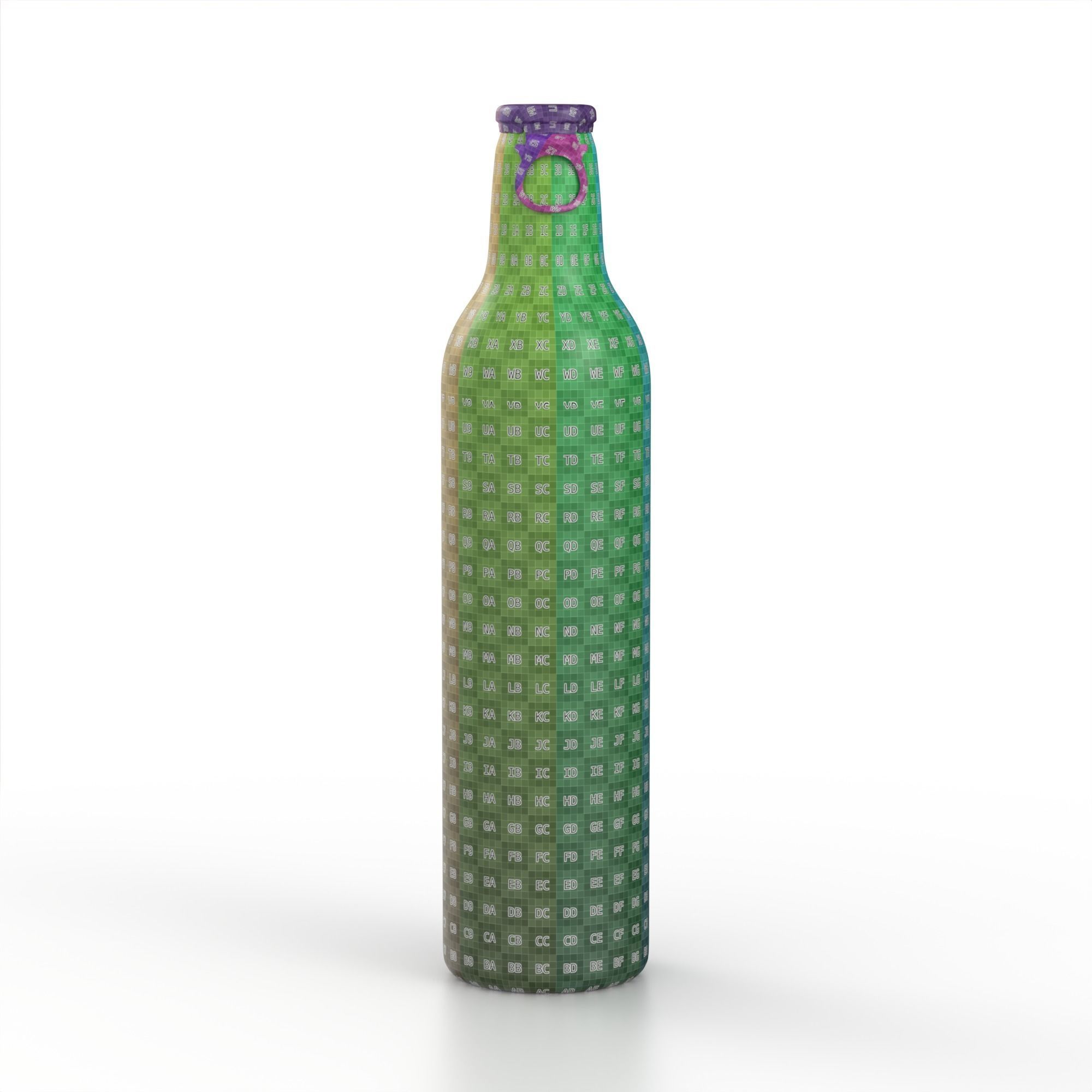 Beer Aluminum Bottle - Push Pull Cap Low-poly 3D model_28