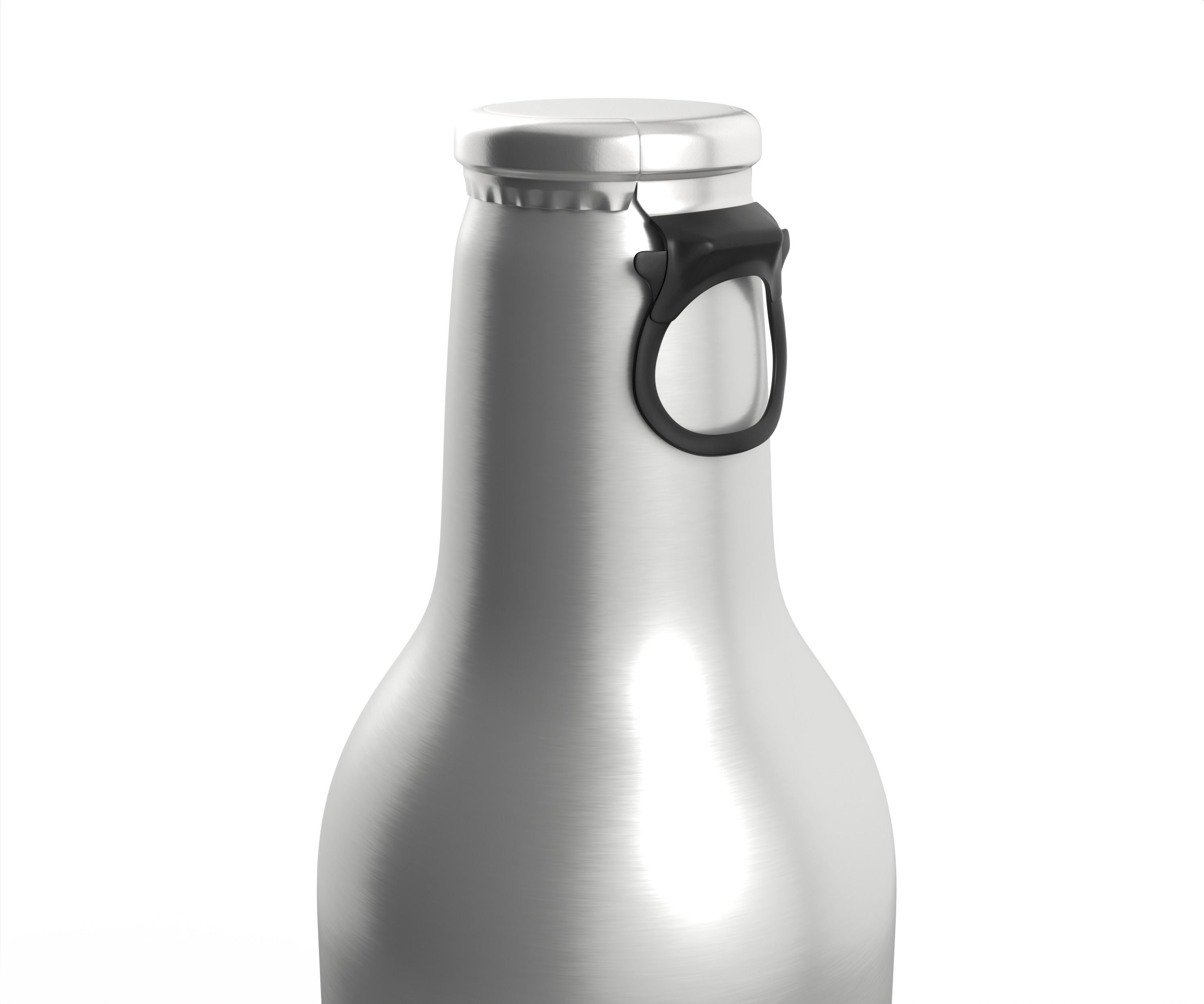 Beer Aluminum Bottle - Push Pull Cap Low-poly 3D model_14