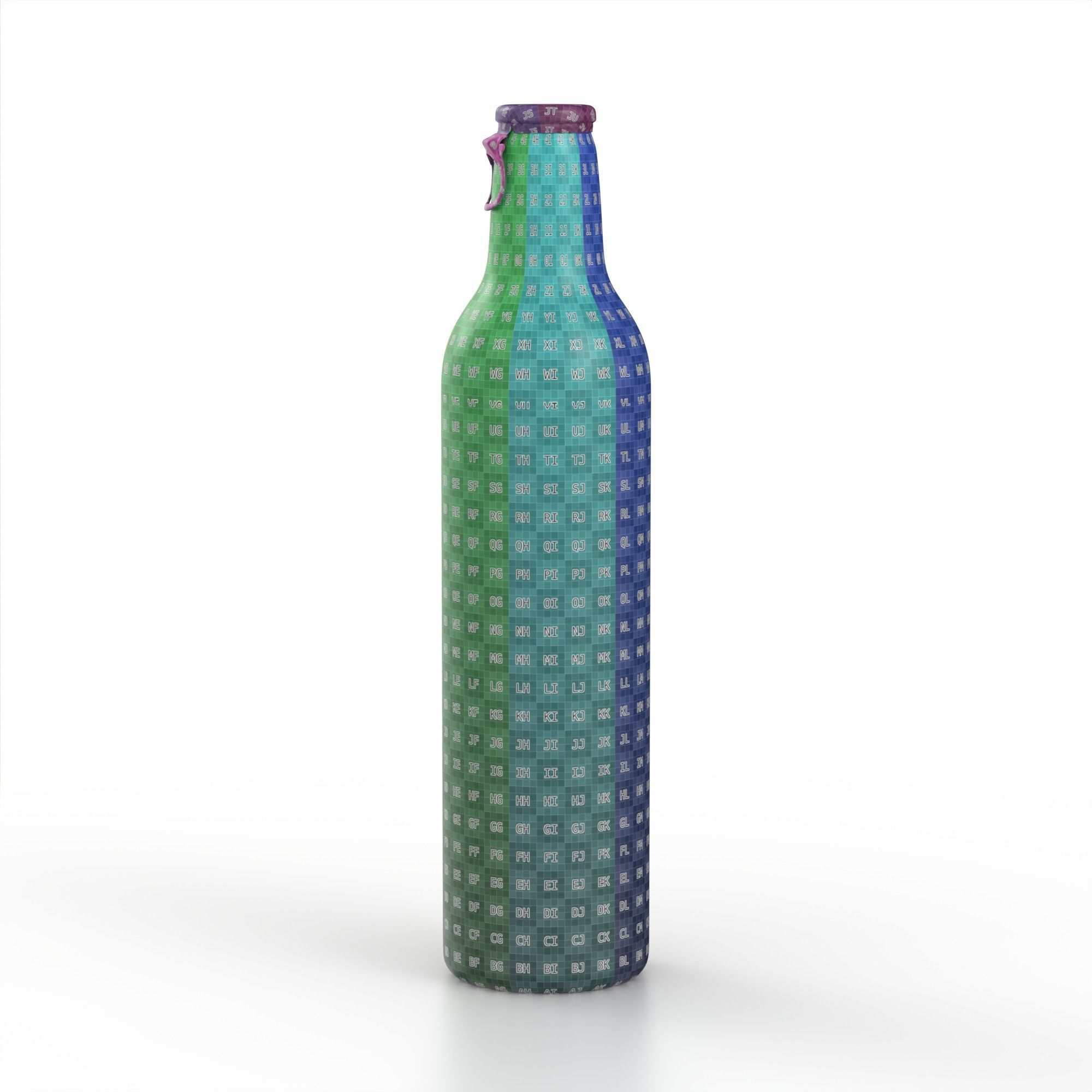 Beer Aluminum Bottle - Push Pull Cap Low-poly 3D model_29