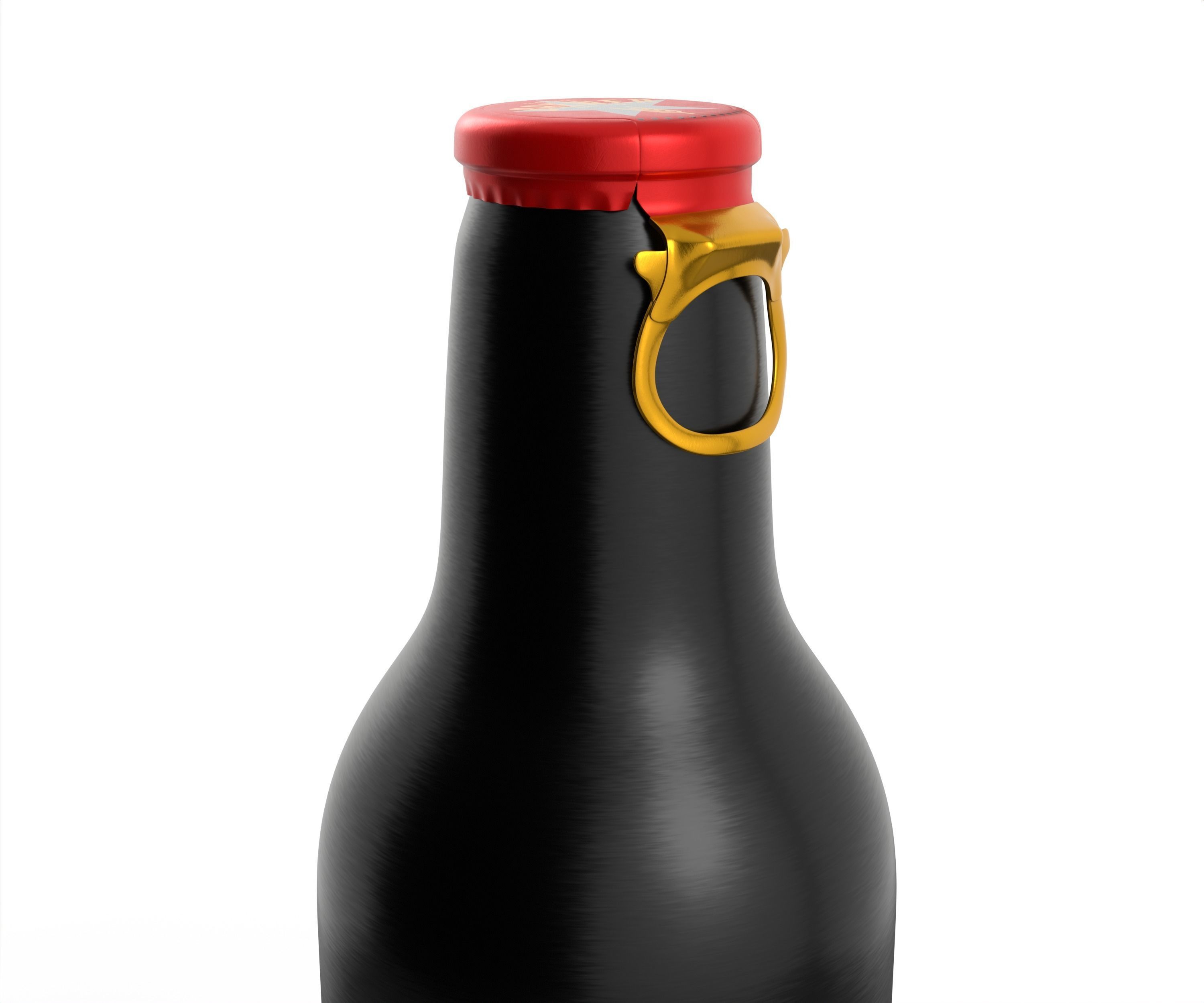 Beer Aluminum Bottle - Push Pull Cap Low-poly 3D model_9
