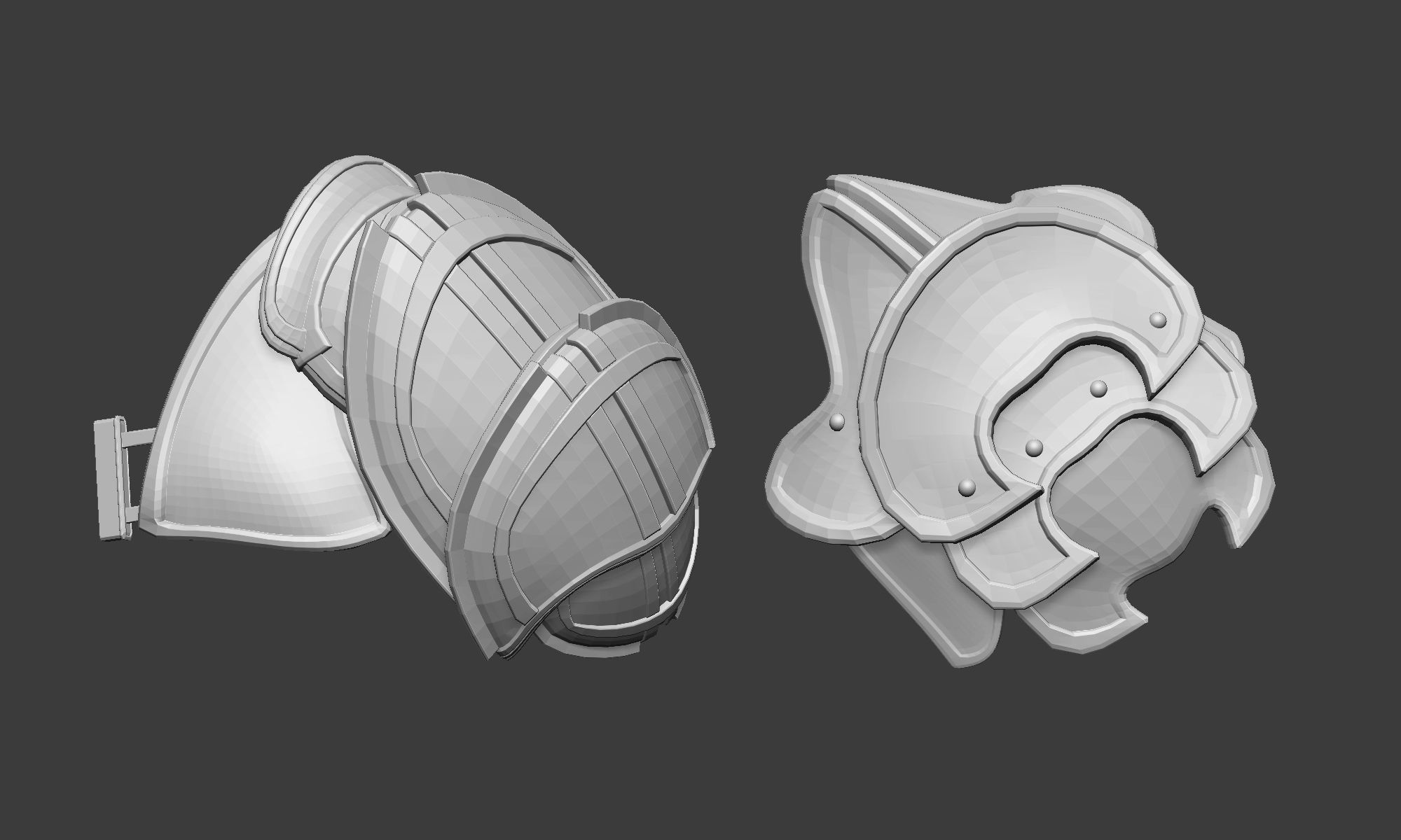 20 Low-poly medieval fantasy shoulder armor base mesh IMM brush 3D model_12