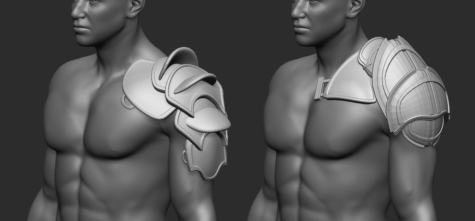 20 Low-poly medieval fantasy shoulder armor base mesh IMM brush 3D model_4