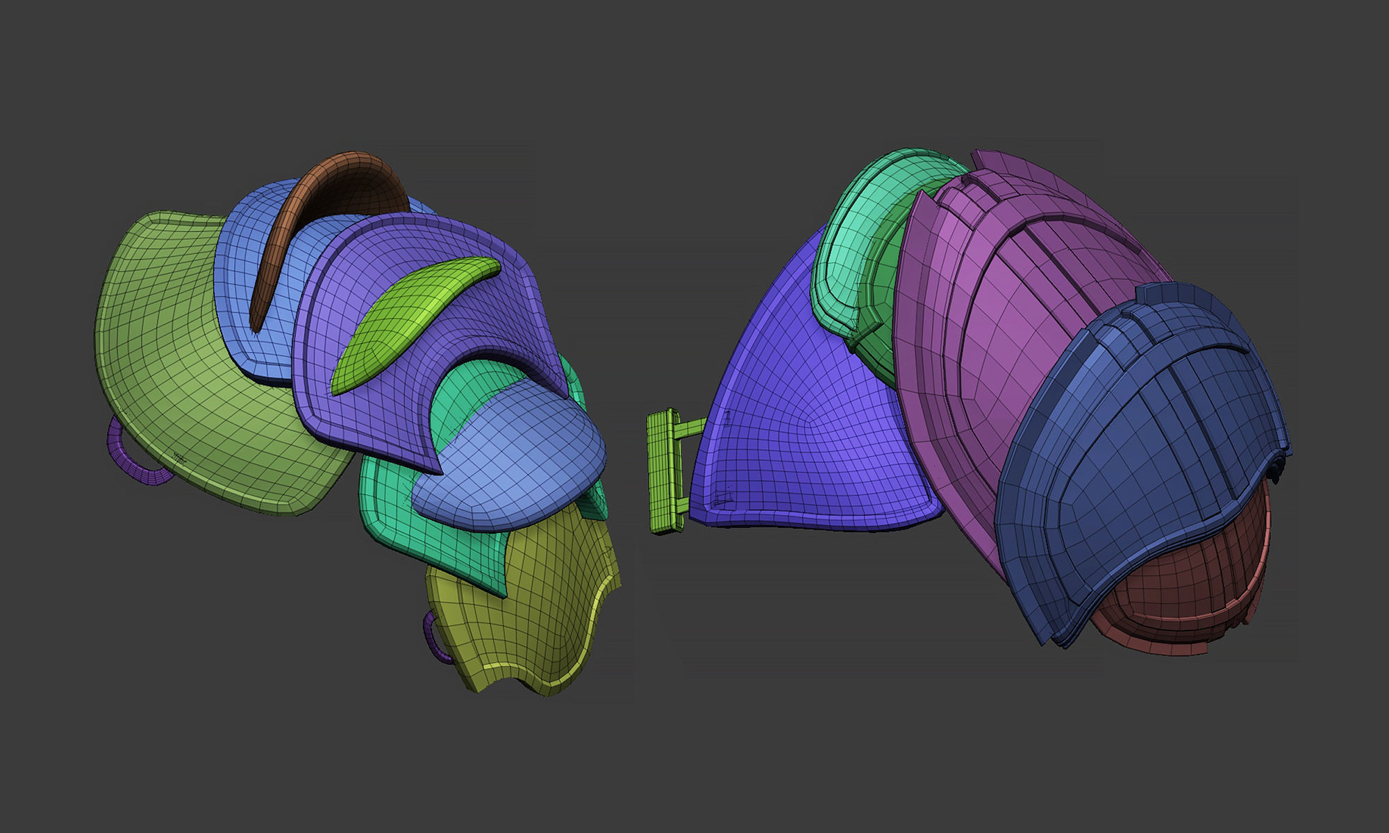 20 Low-poly medieval fantasy shoulder armor base mesh IMM brush 3D model_11