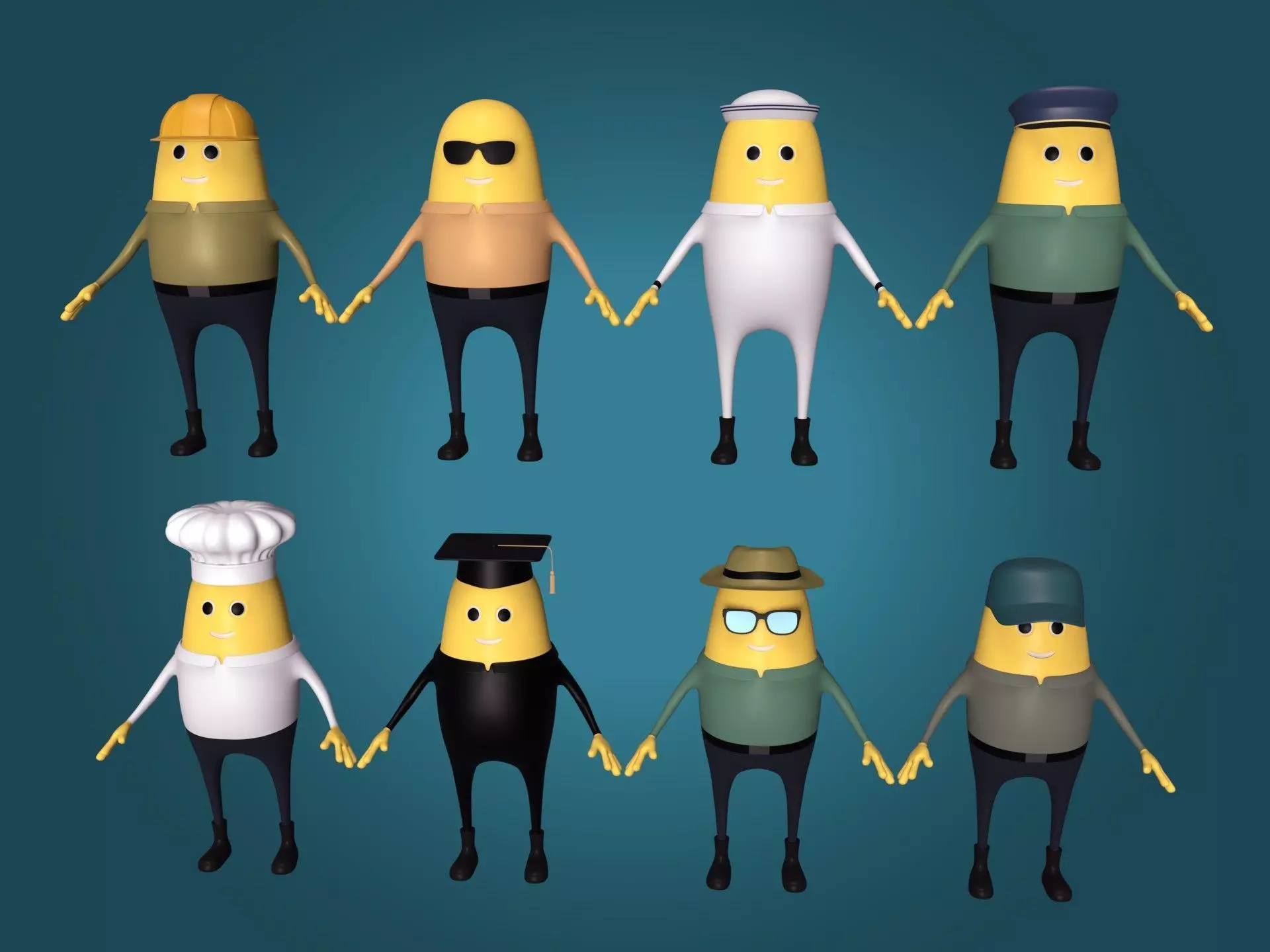 Cartoon Man -- Pack Low-poly 3D model_0