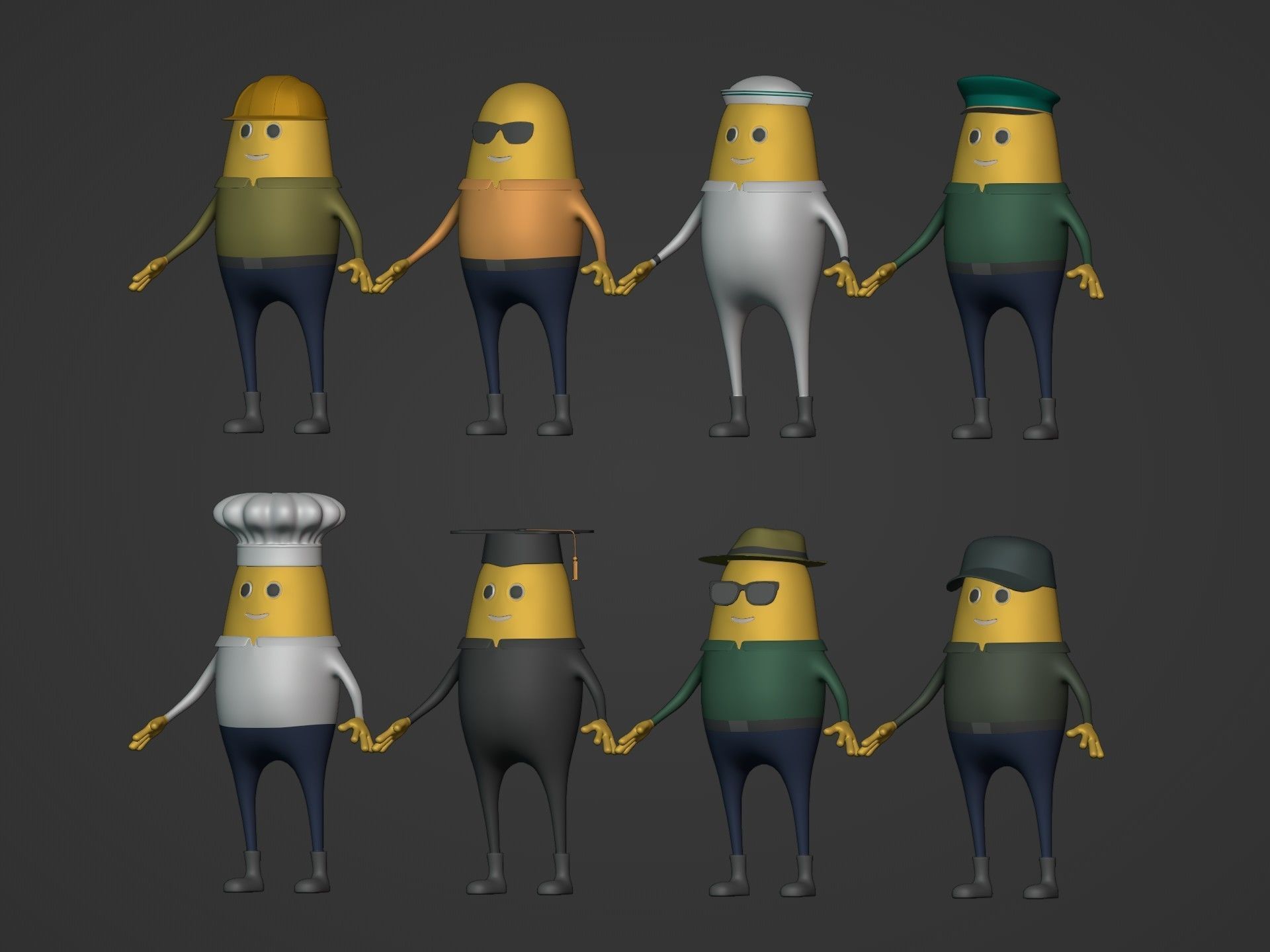 Cartoon Man -- Pack Low-poly 3D model_3