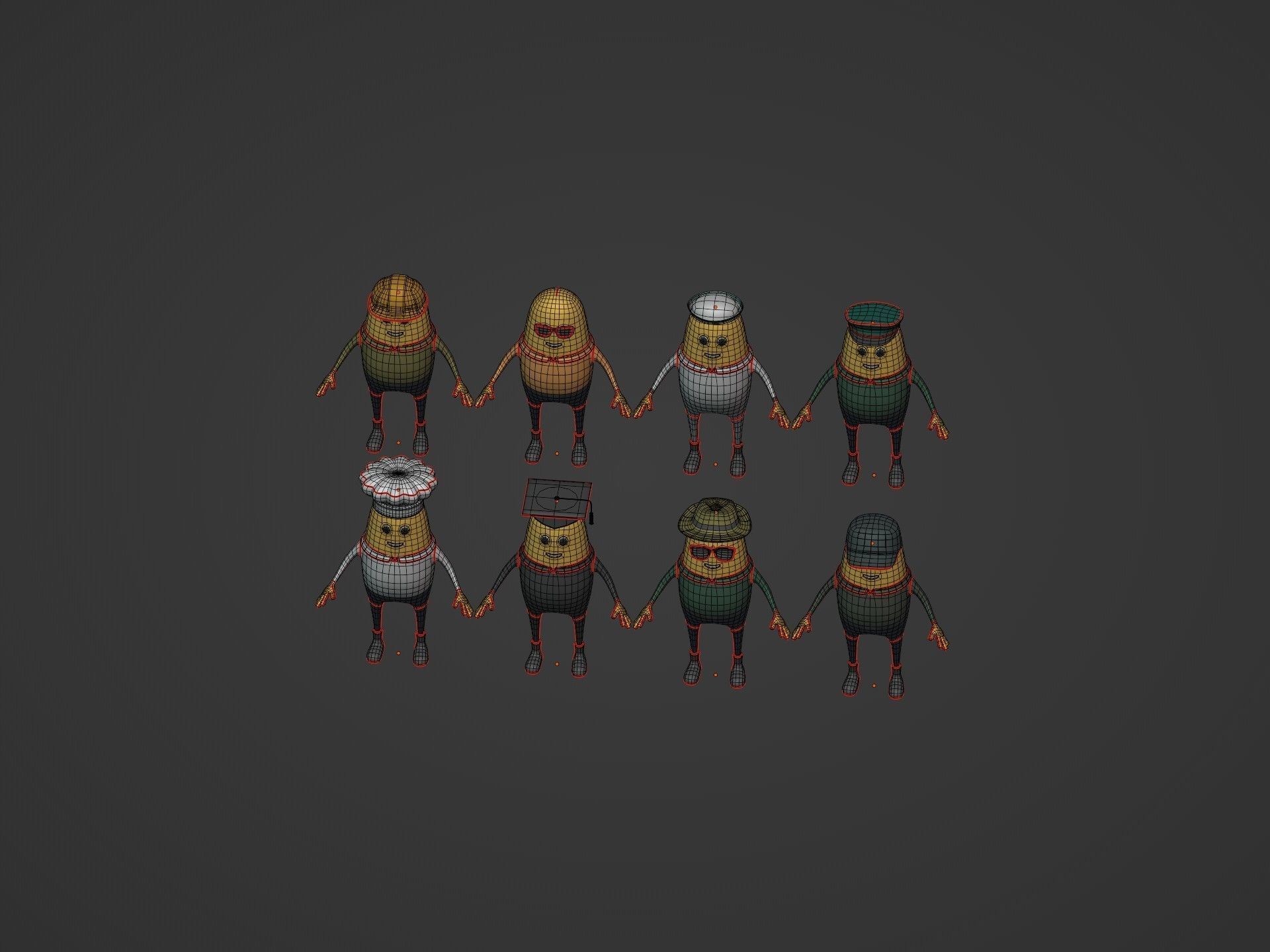 Cartoon Man -- Pack Low-poly 3D model_10