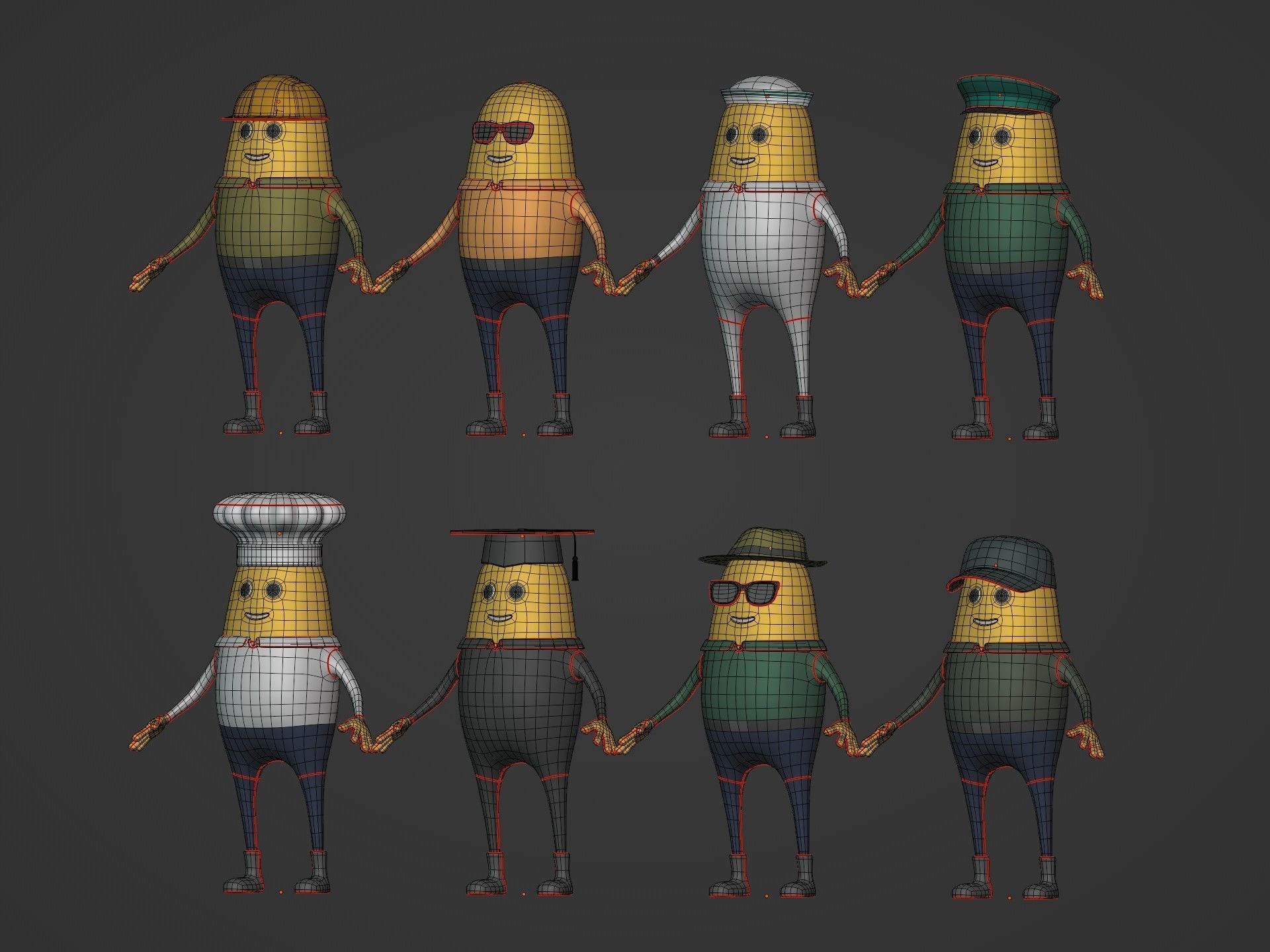 Cartoon Man -- Pack Low-poly 3D model_4