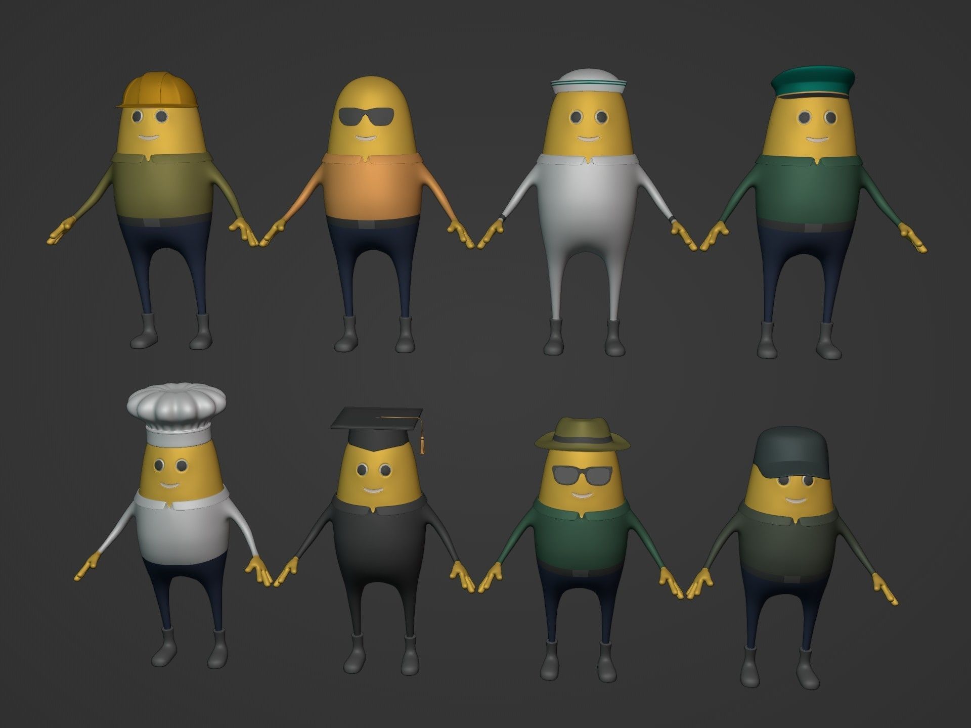 Cartoon Man -- Pack Low-poly 3D model_1